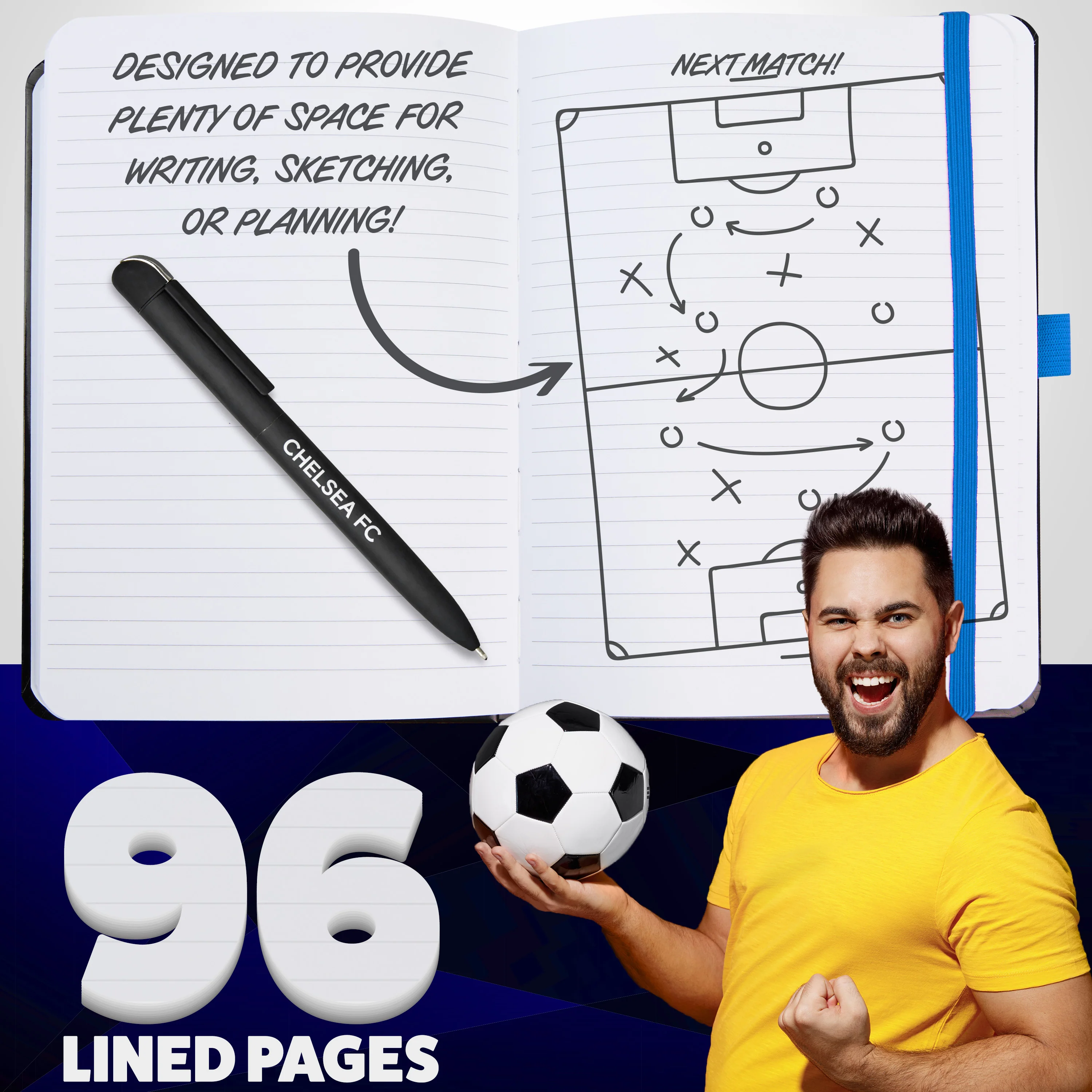 Chelsea F.C. Supporters' Gear Stationery Set A4 Notebook & Pen Gifts - Image 3