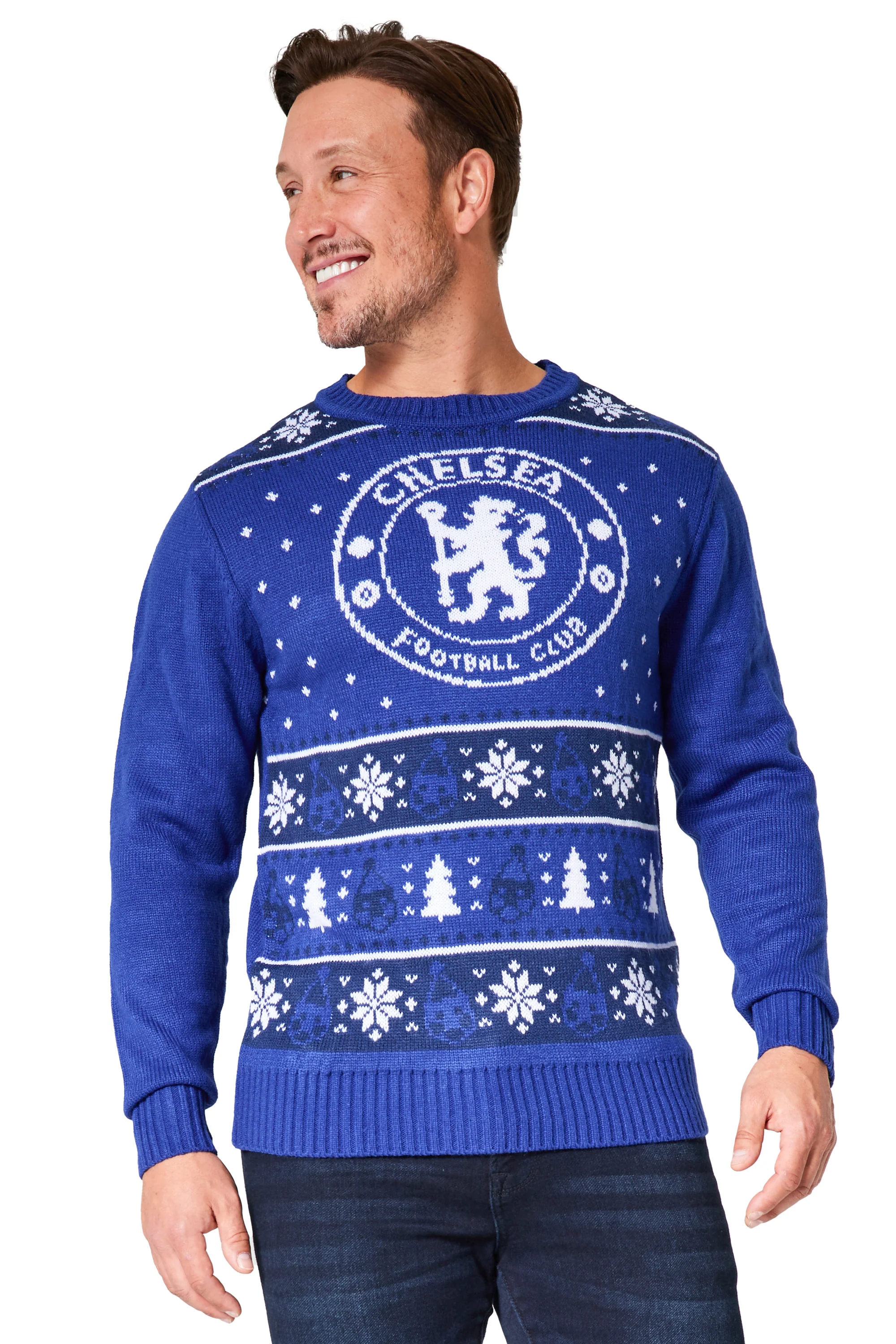 Chelsea FC Christmas Jumpers for Men Teenagers Warm Cosy Football Xmas Jumper