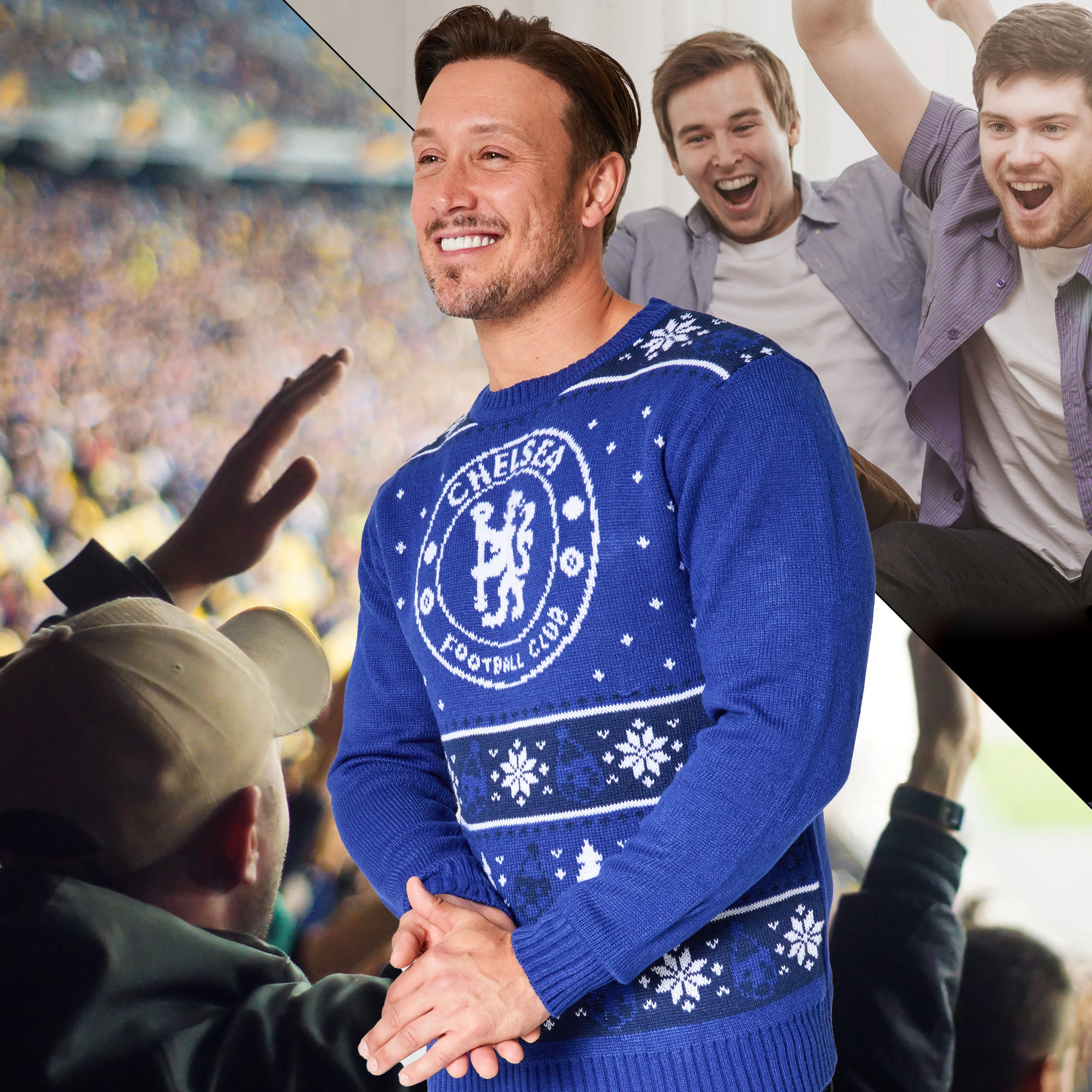Chelsea FC Christmas Jumpers for Men Teenagers Warm Cosy Football Xmas Jumper - Image 3