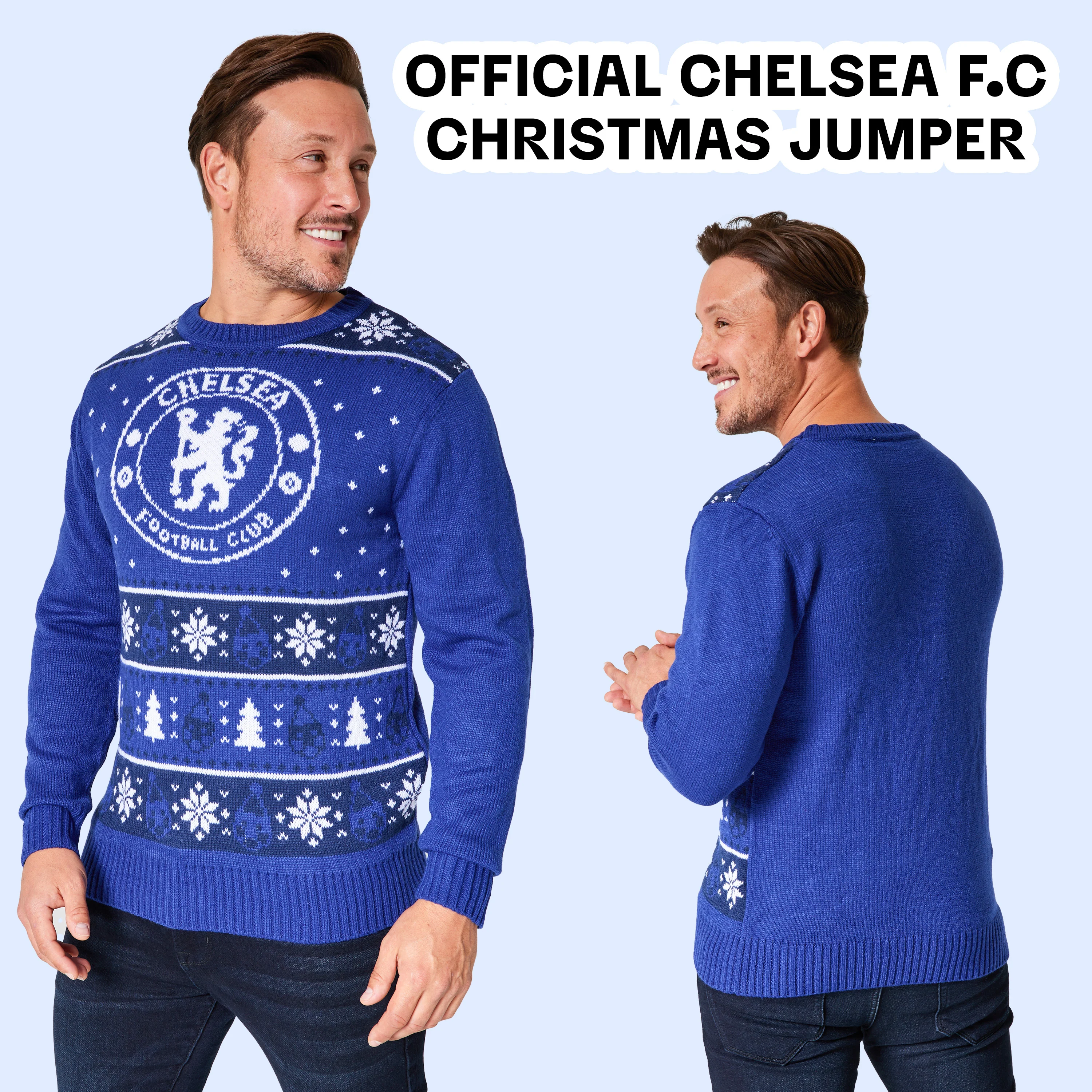 Chelsea FC Christmas Jumpers for Men Teenagers Warm Cosy Football Xmas Jumper - Image 4
