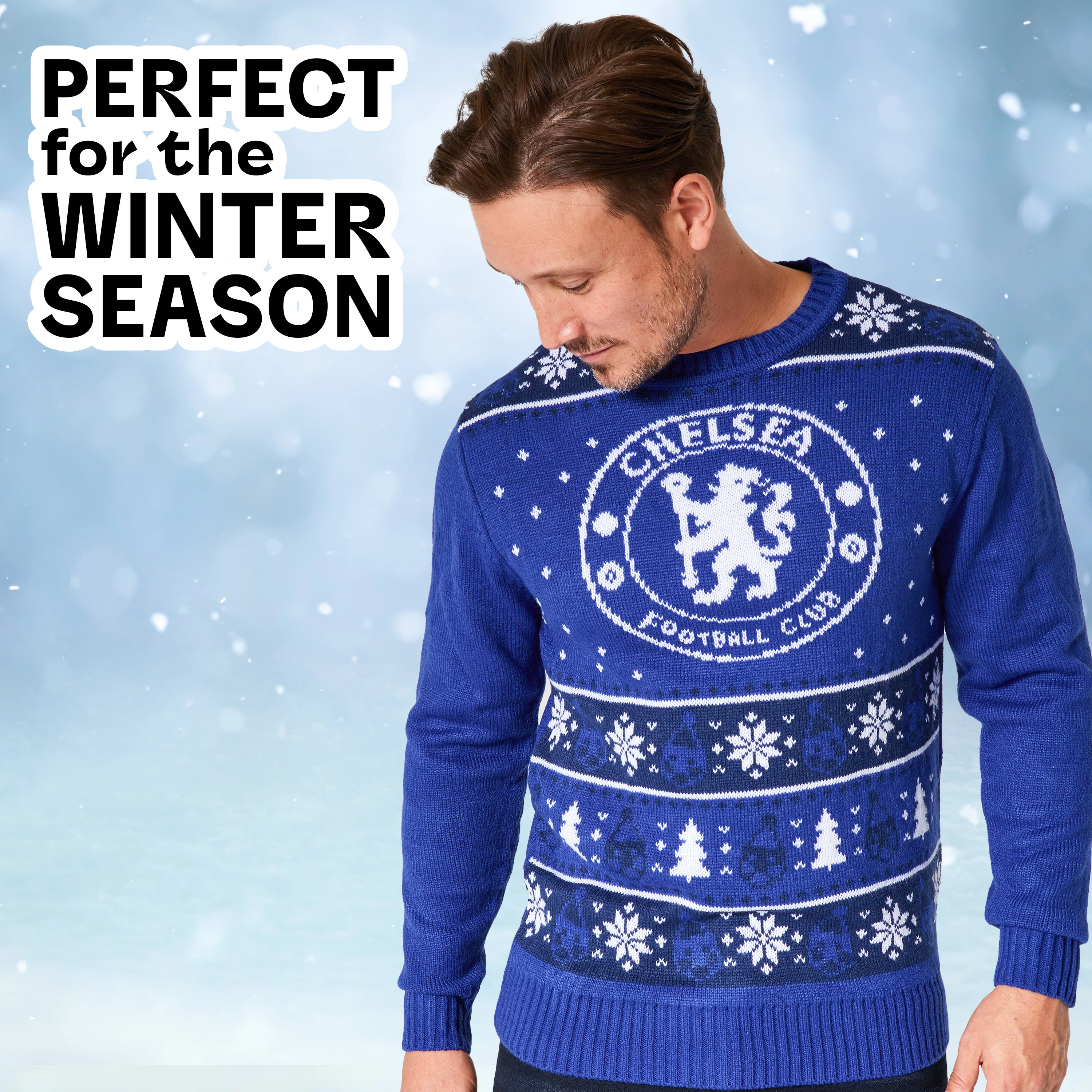 Chelsea FC Christmas Jumpers for Men Teenagers Warm Cosy Football Xmas Jumper - Image 5