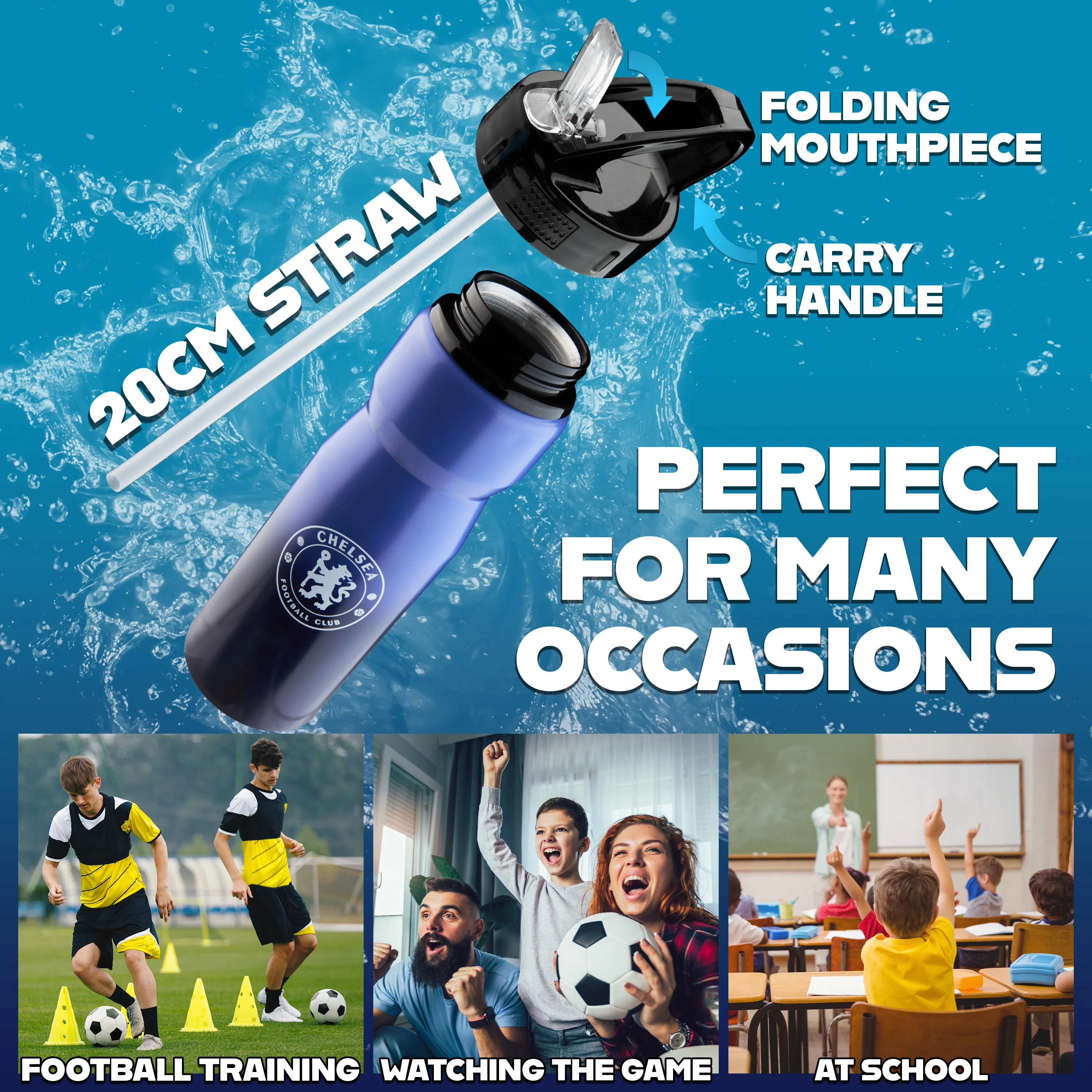 Chelsea FC Water Bottle with Straw - Metal Water Bottle for Football Fans - Image 5