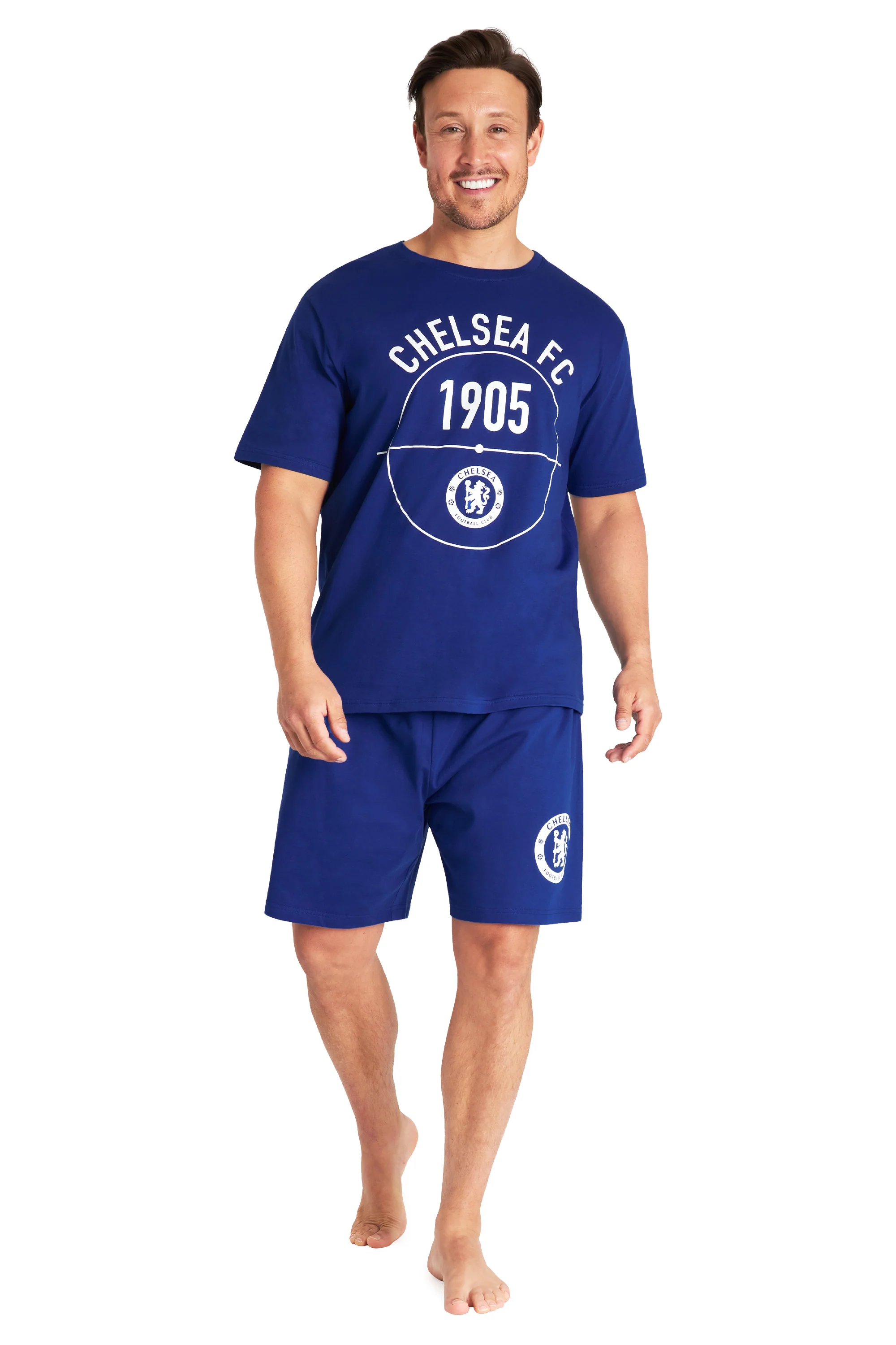 Chelsea F.C. Mens Short Pyjamas Set, Cotton Lounge Wear Gifts
