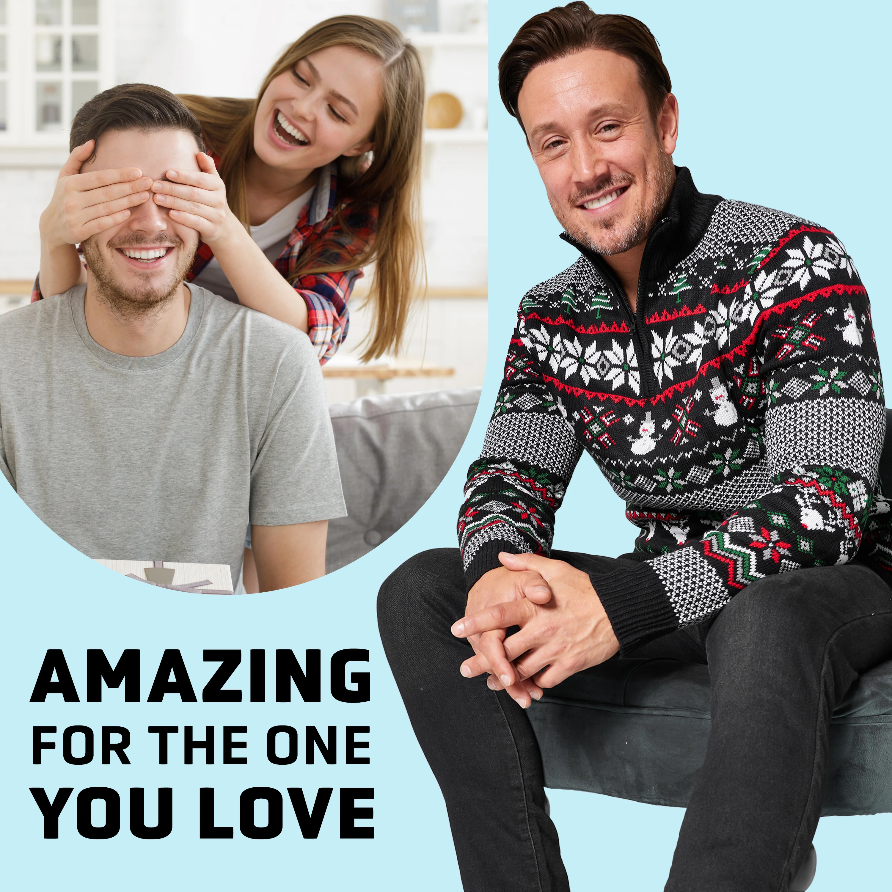 Christmas Jumpers for Men Teenagers Warm Cosy Half Zip Jumper Men Patterned Xmas Jumper Knitted Mens Sweater M-2XL - Gifts for Him - Image 4