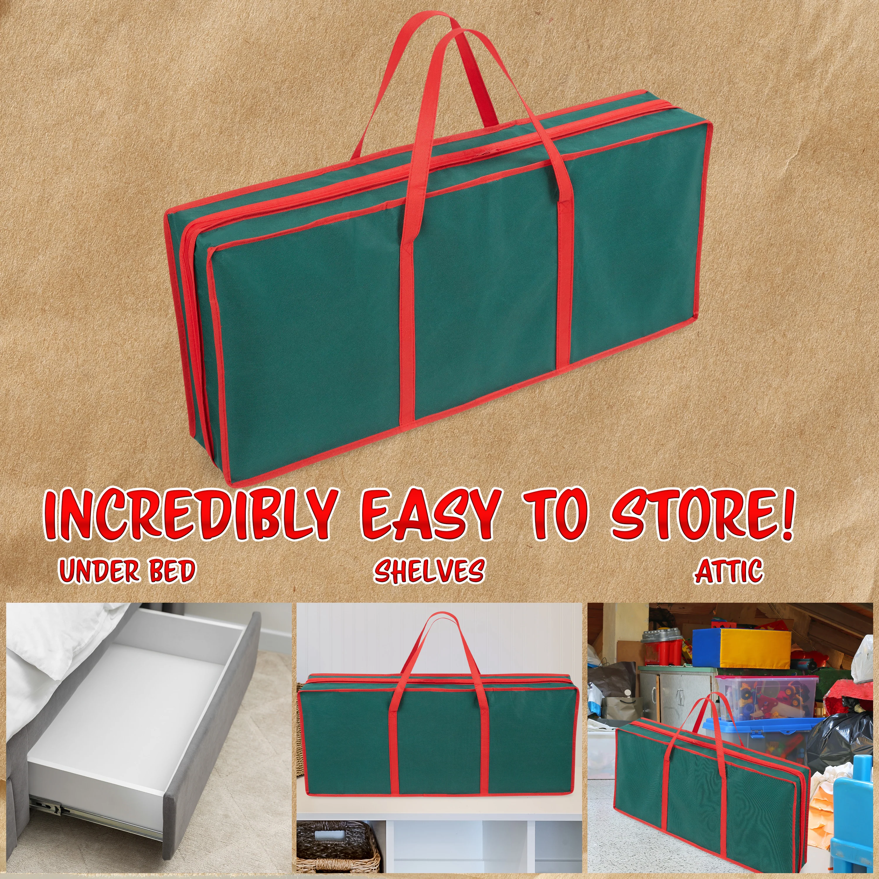Christmas Tree Storage Bag - Zipped Christmas Storage Tree Bag - Green 82cm - Image 5
