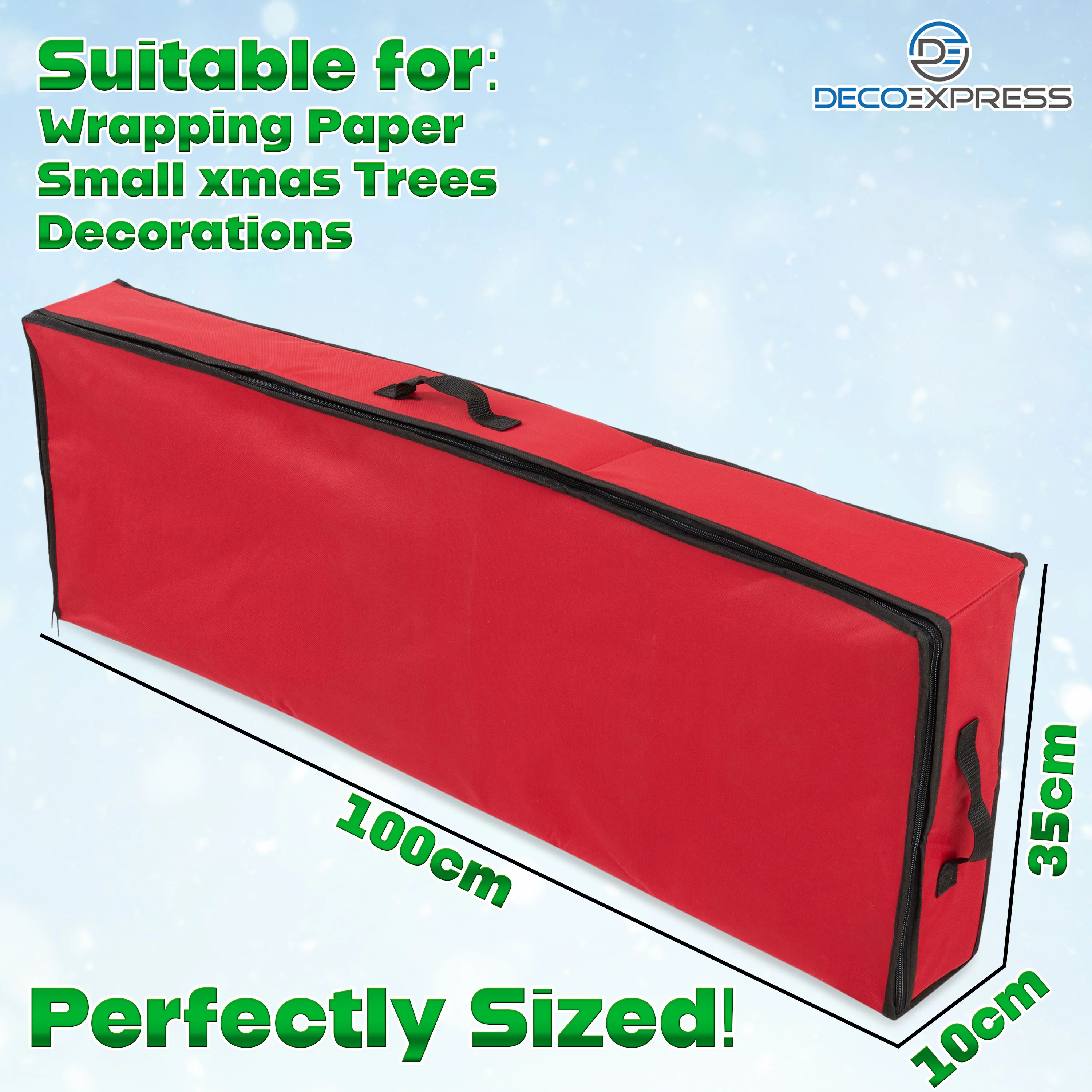 Christmas Tree Storage Bag - Zipped Christmas Storage Tree Bag - Red 100 cm - Image 6