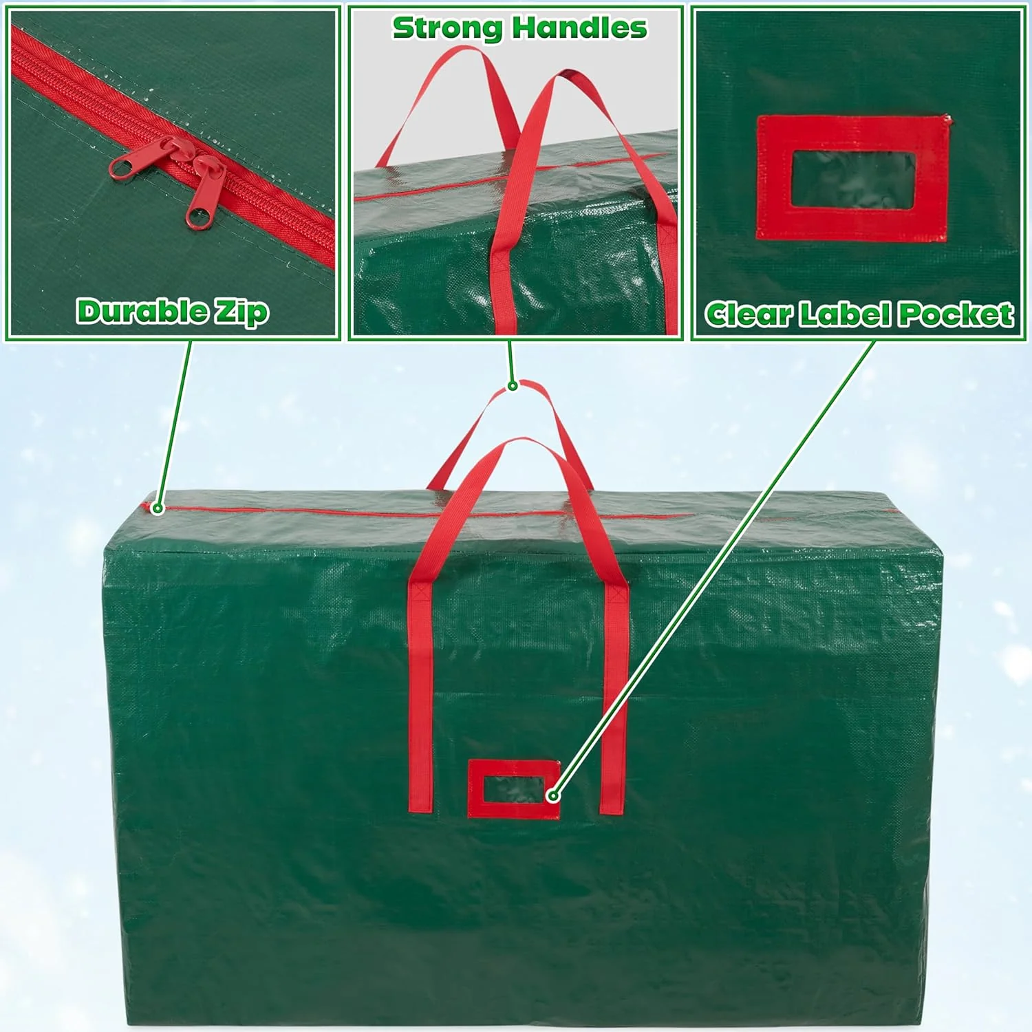 Christmas Tree Storage Bag - Zipped Christmas Storage Tree Bag with Carrying Handles (120 cm) - Image 3