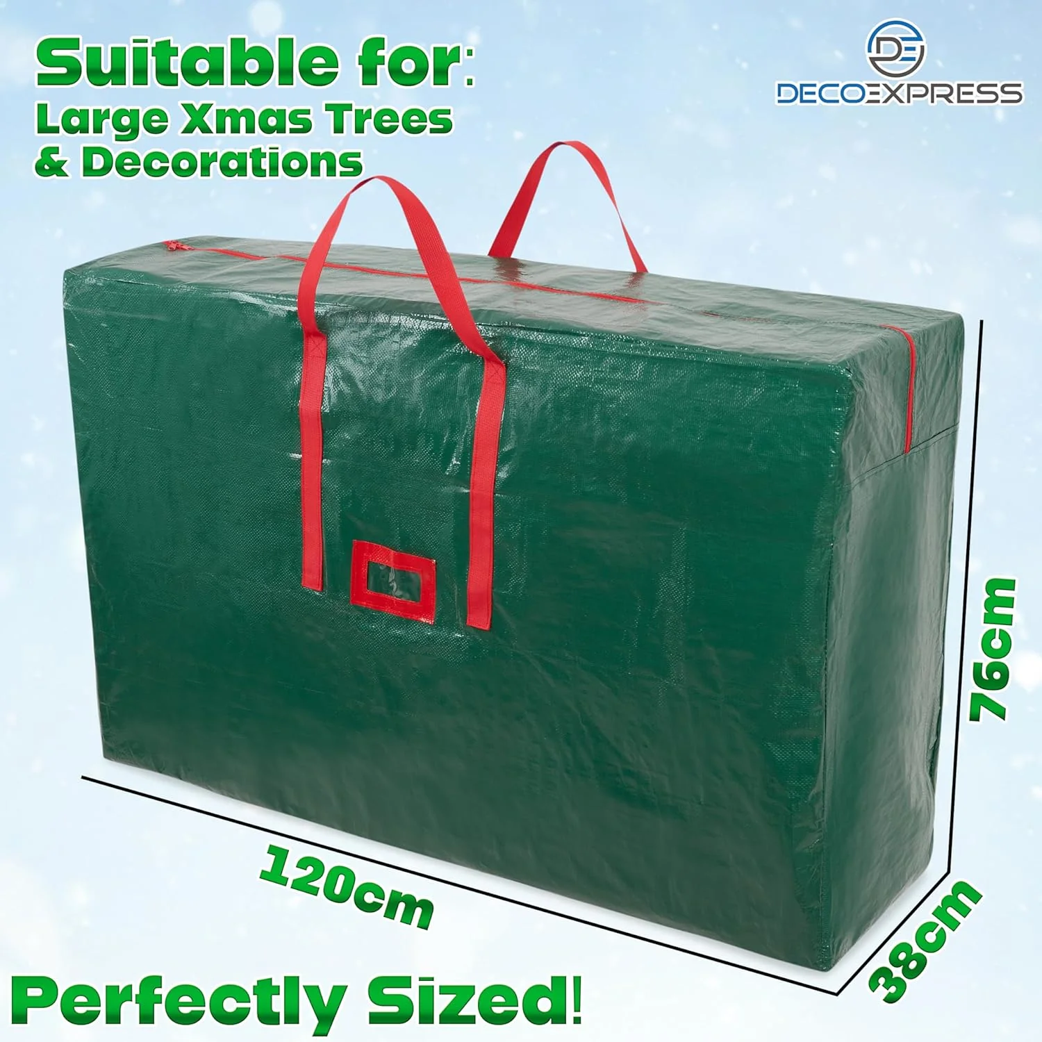 Christmas Tree Storage Bag - Zipped Christmas Storage Tree Bag with Carrying Handles (120 cm) - Image 4