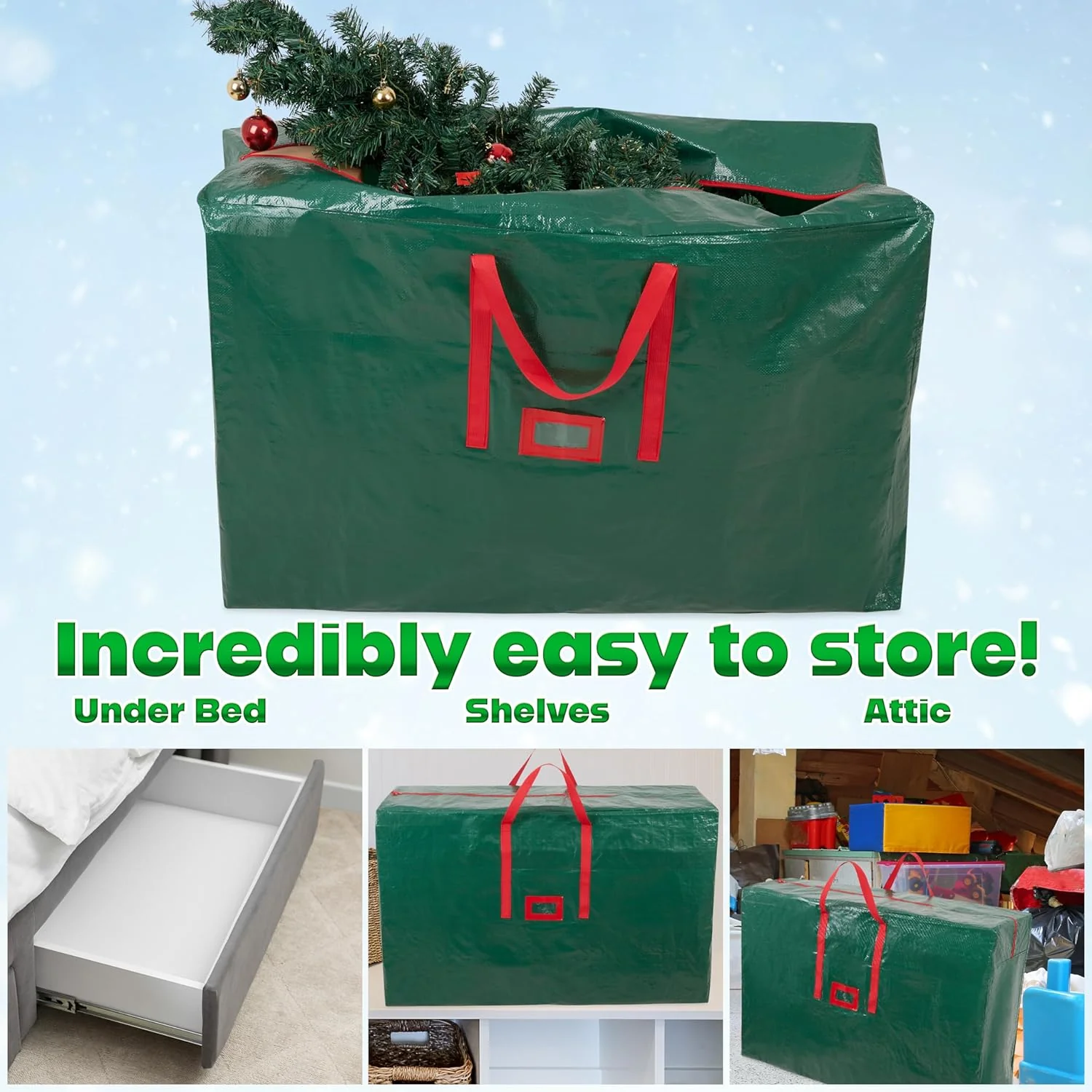 Christmas Tree Storage Bag - Zipped Christmas Storage Tree Bag with Carrying Handles (120 cm) - Image 6