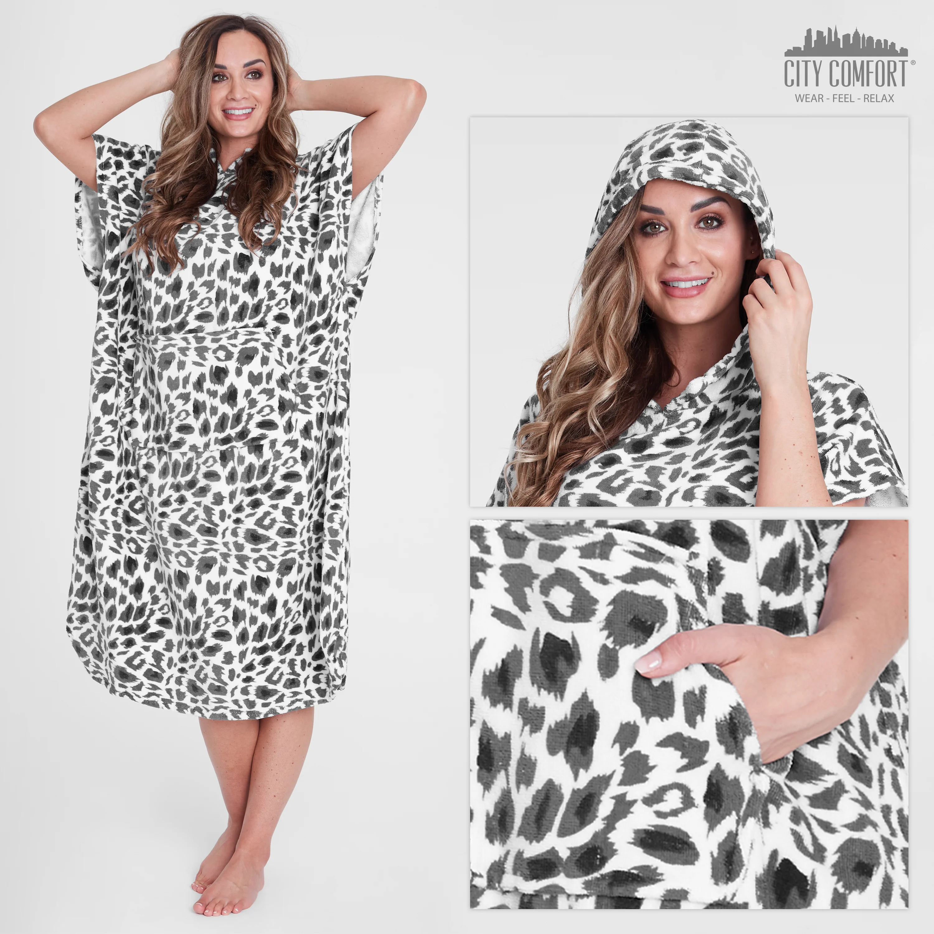 CityComfort Adults Hooded Towel Poncho Hooded Terry Towelling Poncho - Image 12