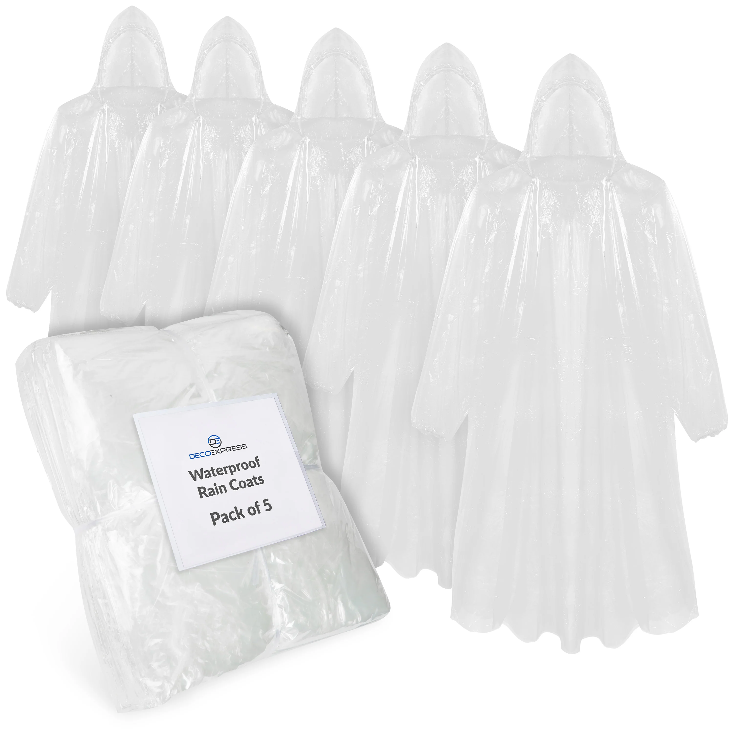 CityComfort Adults Rain Poncho Disposable Transparent Waterproof Ponchos Multipack