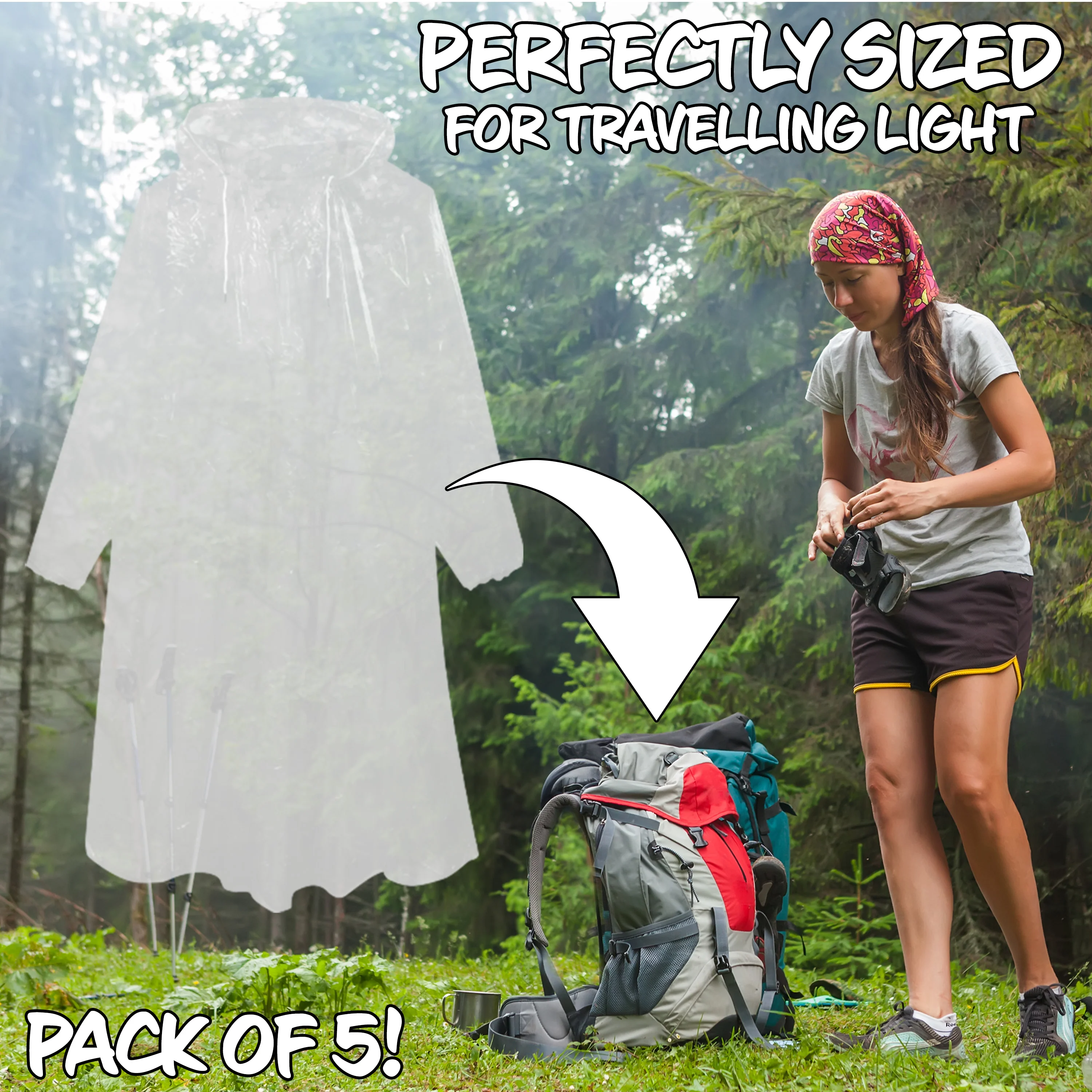 CityComfort Adults Rain Poncho Disposable Transparent Waterproof Ponchos Multipack - Image 5
