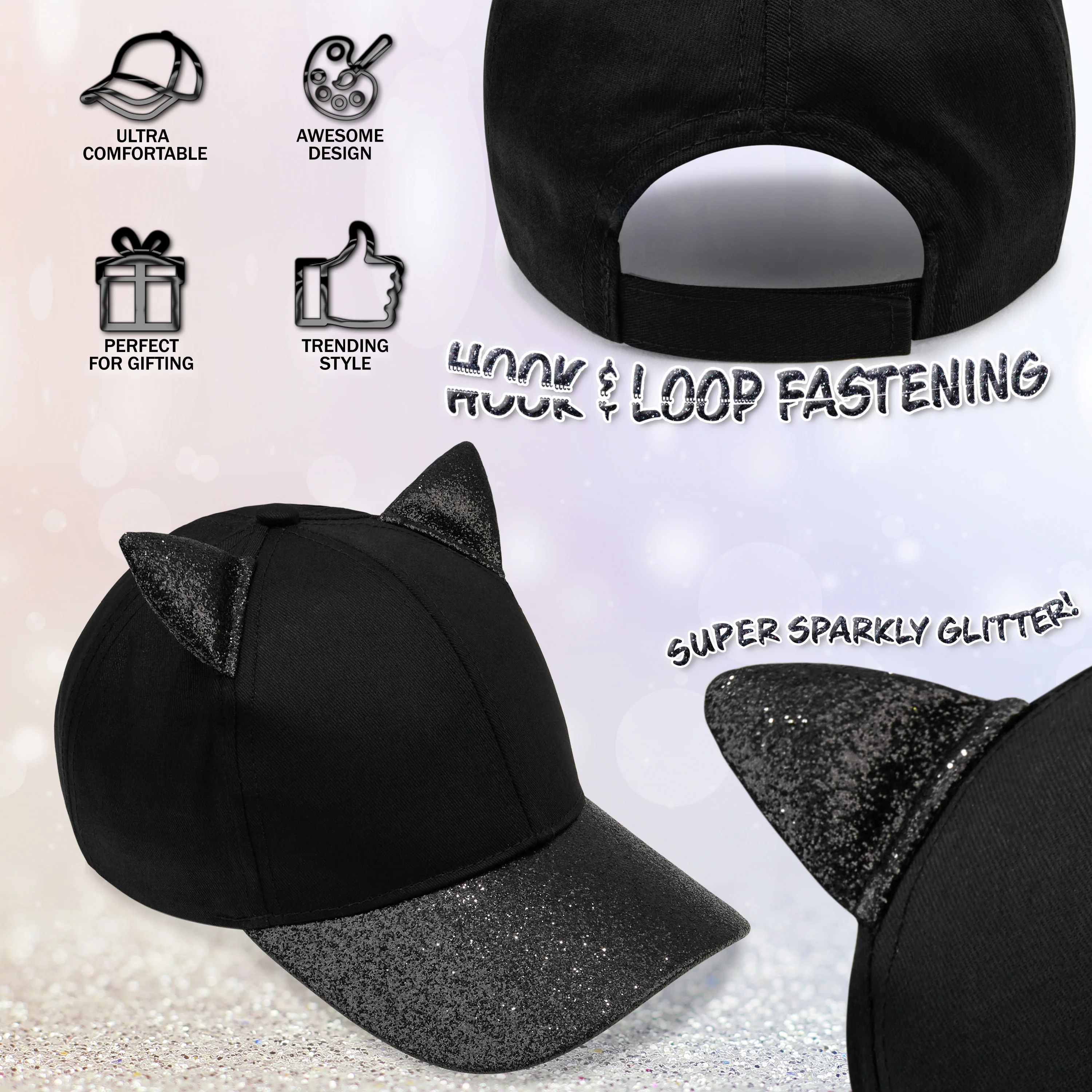 CityComfort Baseball Cap and Kids Sunglasses Set for Girls - Glitter Sun Hat and UV Protection Girls Sunglasses - Image 6
