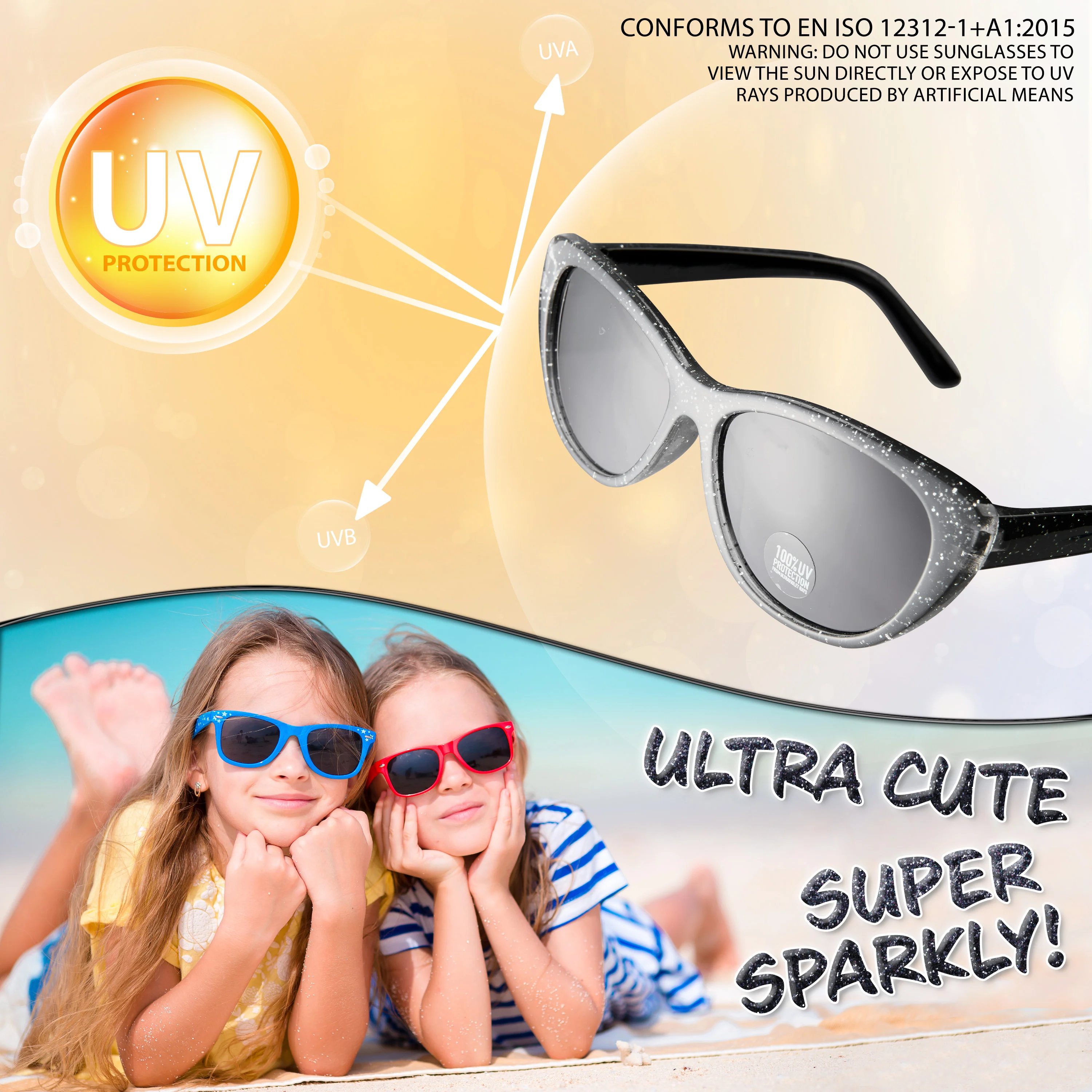 CityComfort Baseball Cap and Kids Sunglasses Set for Girls - Glitter Sun Hat and UV Protection Girls Sunglasses - Image 7