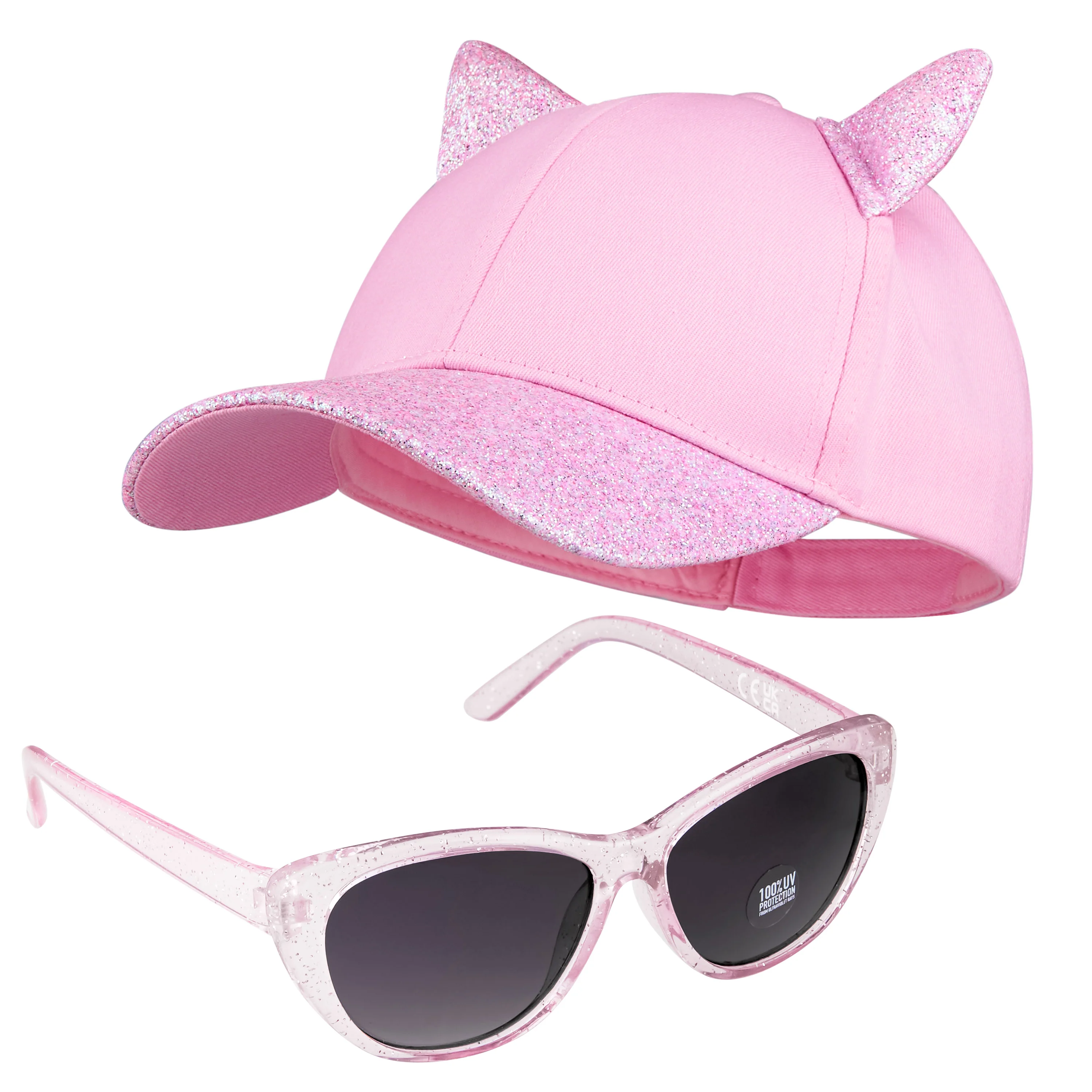 CityComfort Baseball Cap and Kids Sunglasses Set for Girls - Glitter Sun Hat and UV Protection Girls Sunglasses - Image 9