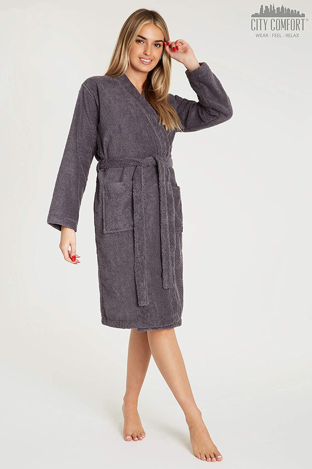 CityComfort Bath Robes for Women Cotton Towelling Dressing Gown - Image 3