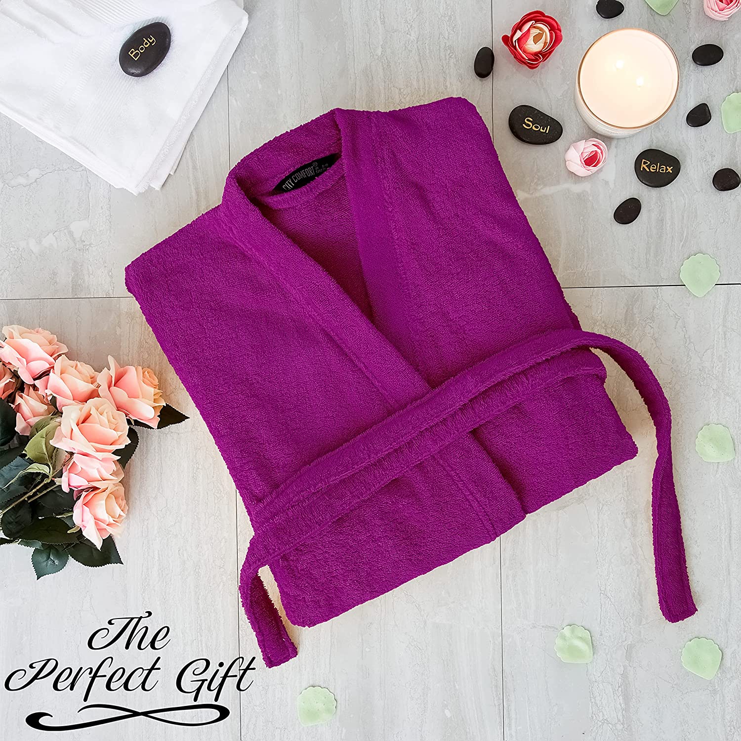 CityComfort Bath Robes for Women Cotton Towelling Dressing Gown - Image 38