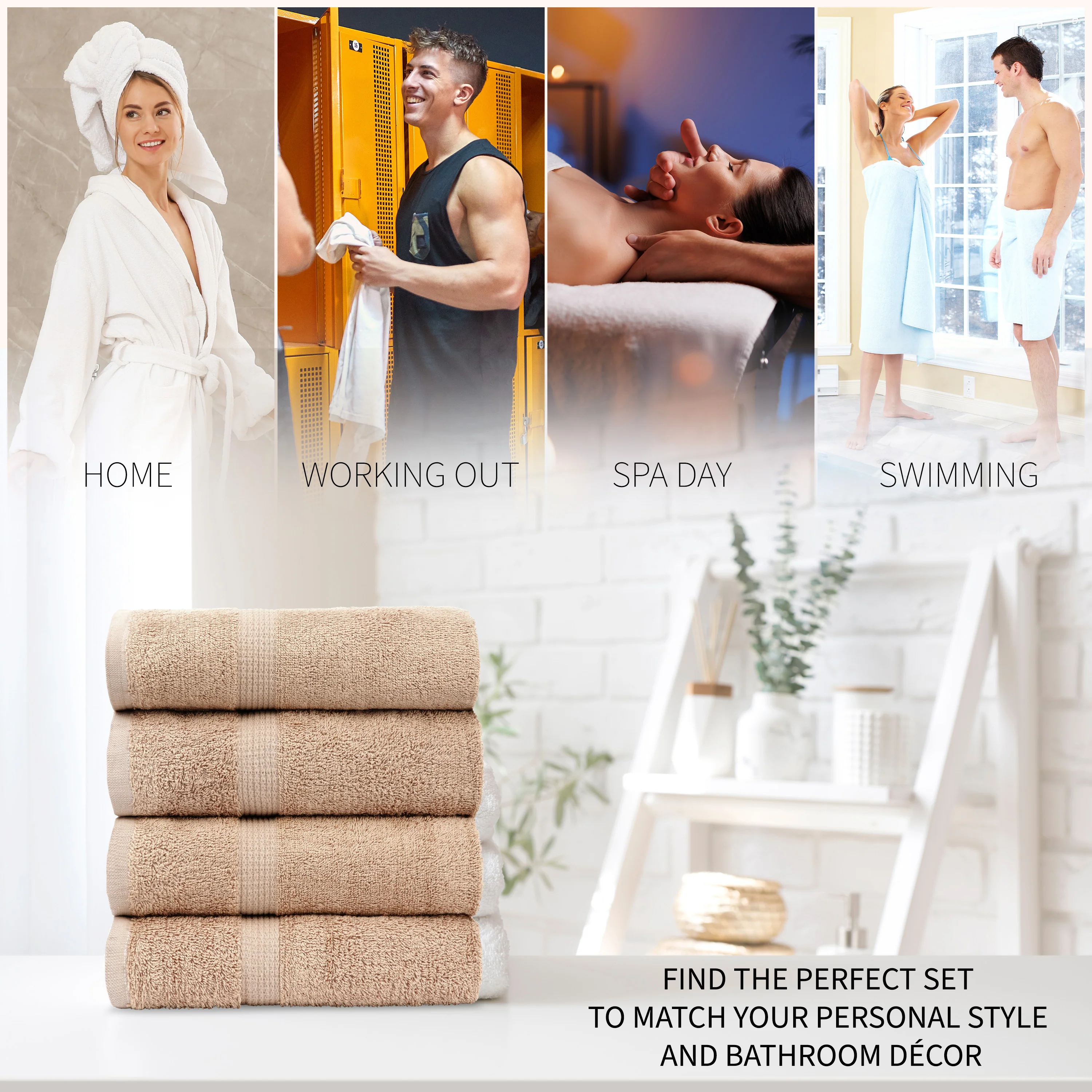 CityComfort Bath Towels Set of 4 100% Cotton 550 GSM 75x135cm Highly Absorbent Fluffy Bathroom Towels Household Essentials - Image 11