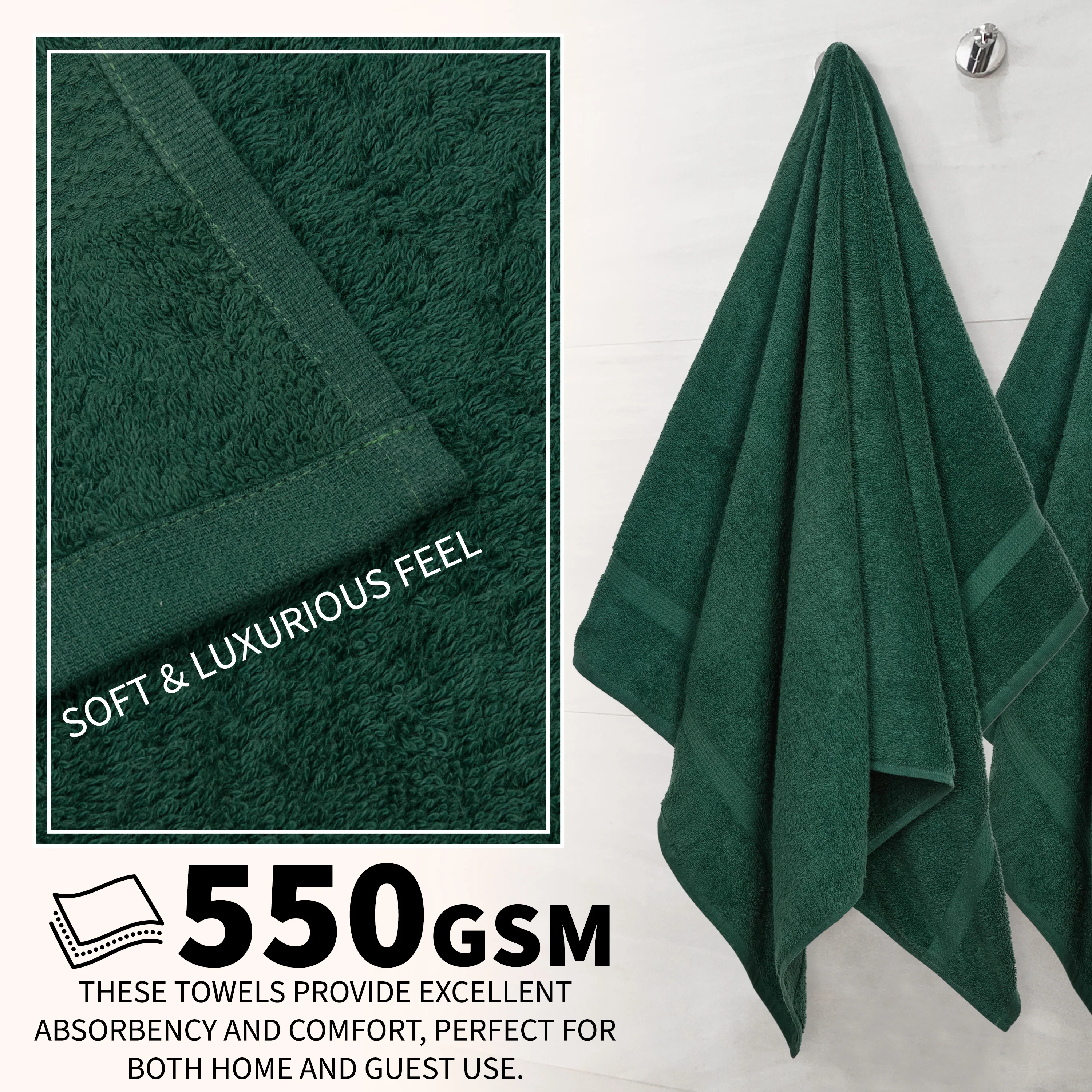 CityComfort Bath Towels Set of 4 100% Cotton 550 GSM 75x135cm Highly Absorbent Fluffy Bathroom Towels Household Essentials - Image 16