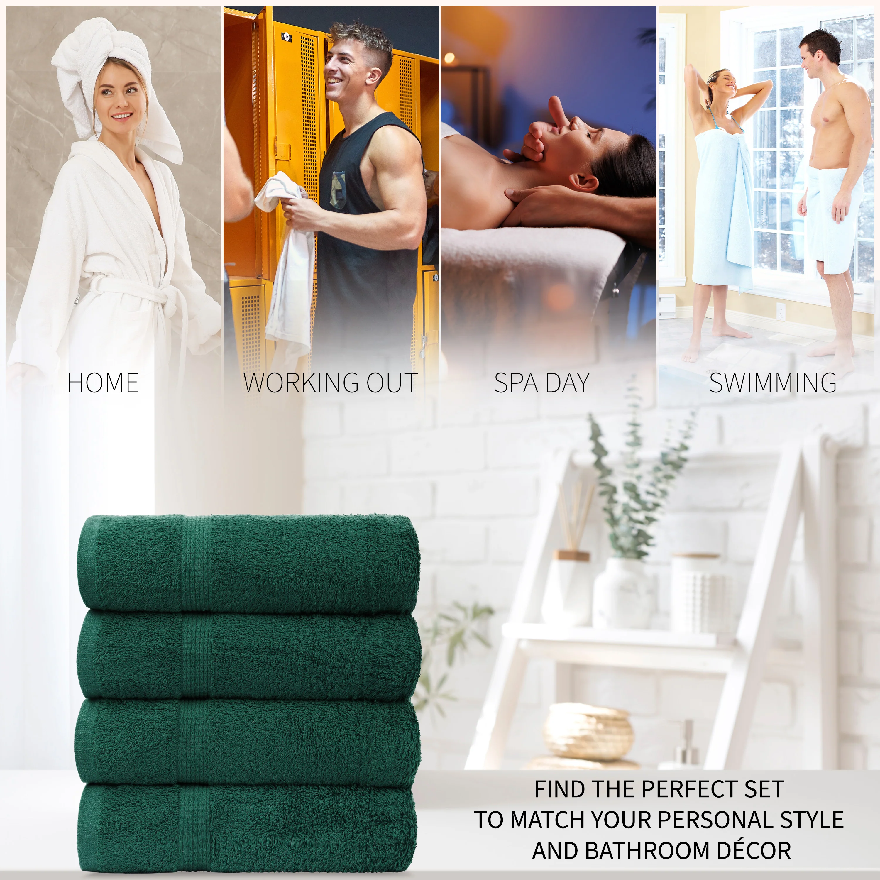 CityComfort Bath Towels Set of 4 100% Cotton 550 GSM 75x135cm Highly Absorbent Fluffy Bathroom Towels Household Essentials - Image 17