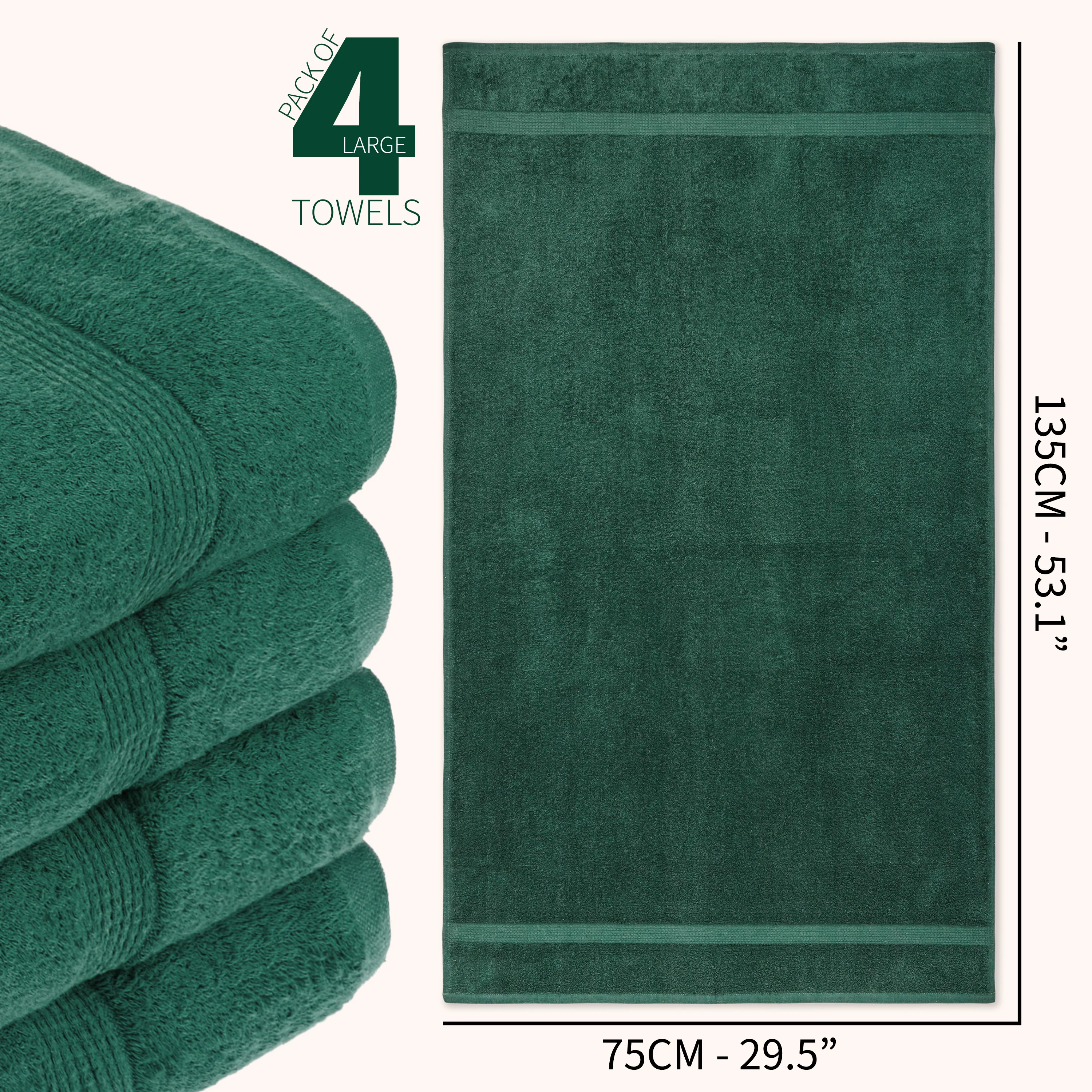 CityComfort Bath Towels Set of 4 100% Cotton 550 GSM 75x135cm Highly Absorbent Fluffy Bathroom Towels Household Essentials - Image 18