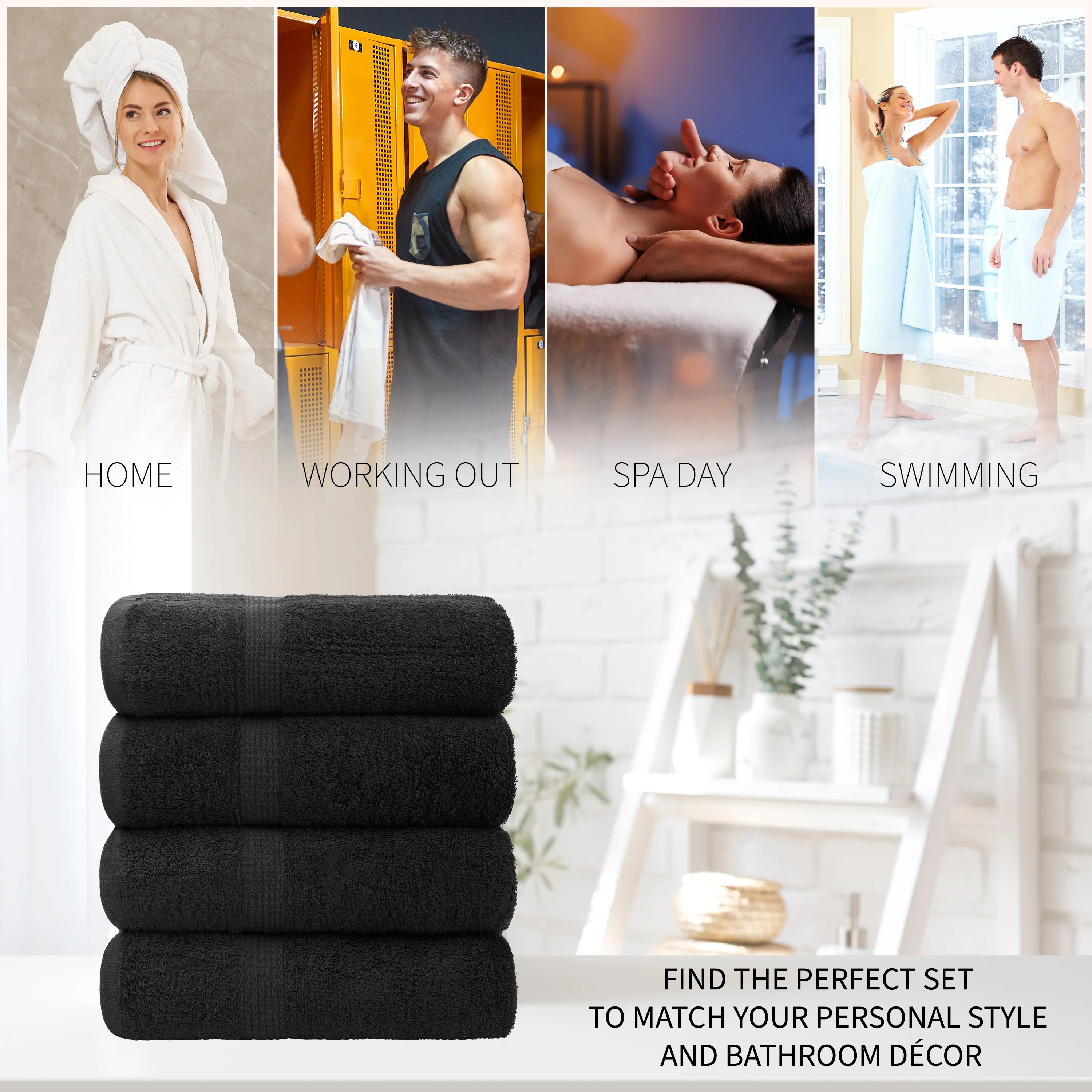 CityComfort Bath Towels Set of 4 100% Cotton 550 GSM 75x135cm Highly Absorbent Fluffy Bathroom Towels Household Essentials - Image 5