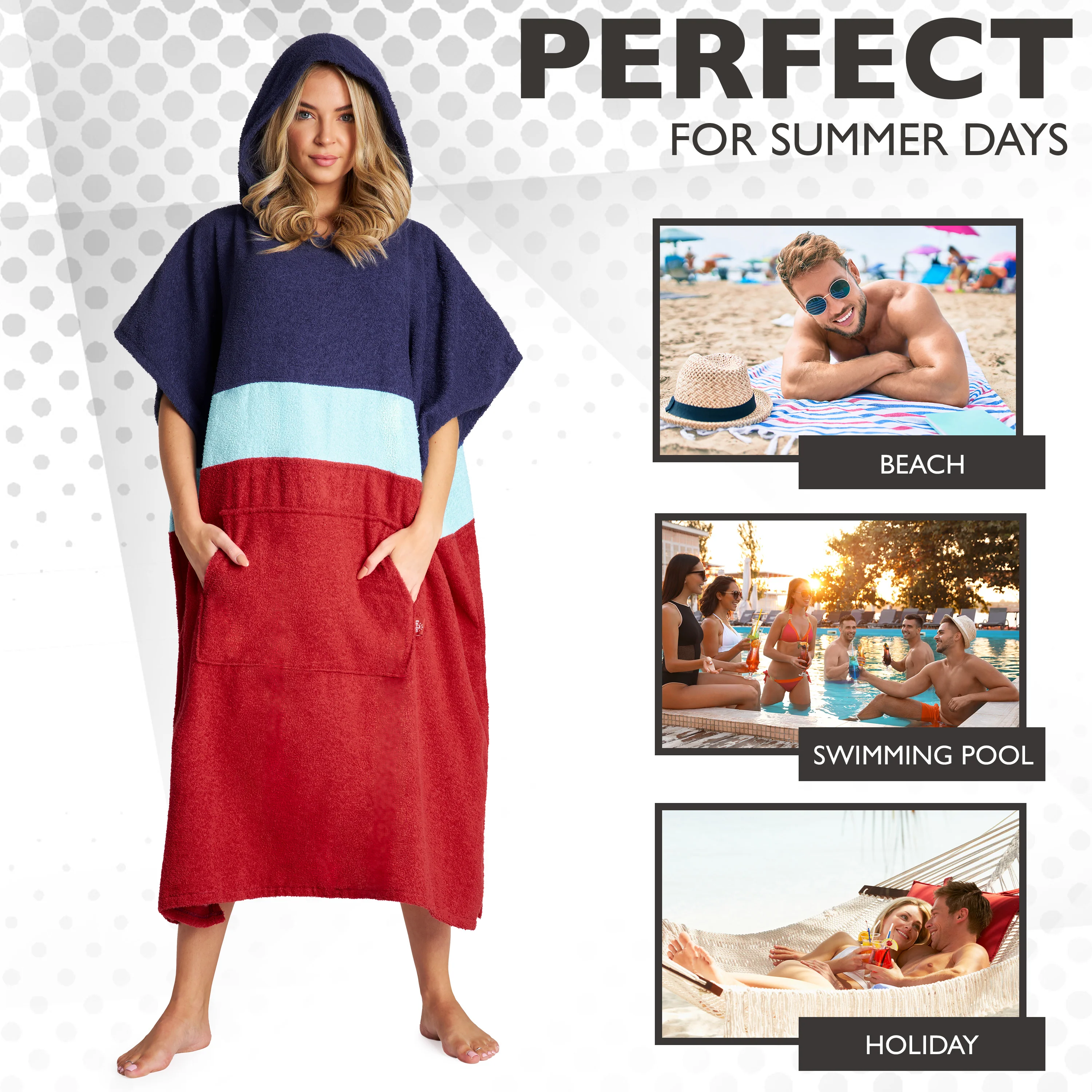 CityComfort Beach Towel with Hood for Adults Teens Surf Poncho Absorbent Cotton Soft - Image 4