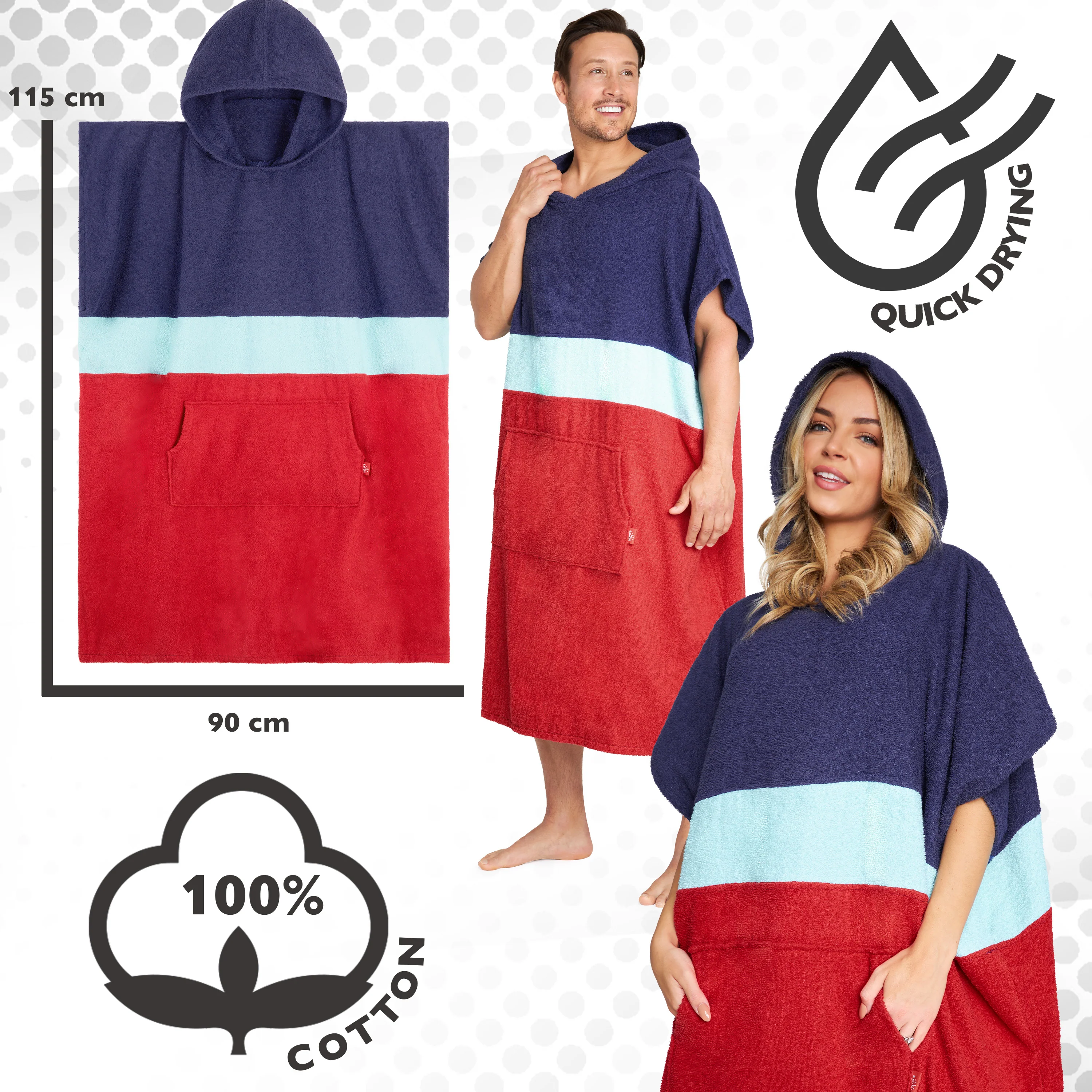 CityComfort Beach Towel with Hood for Adults Teens Surf Poncho Absorbent Cotton Soft - Image 6