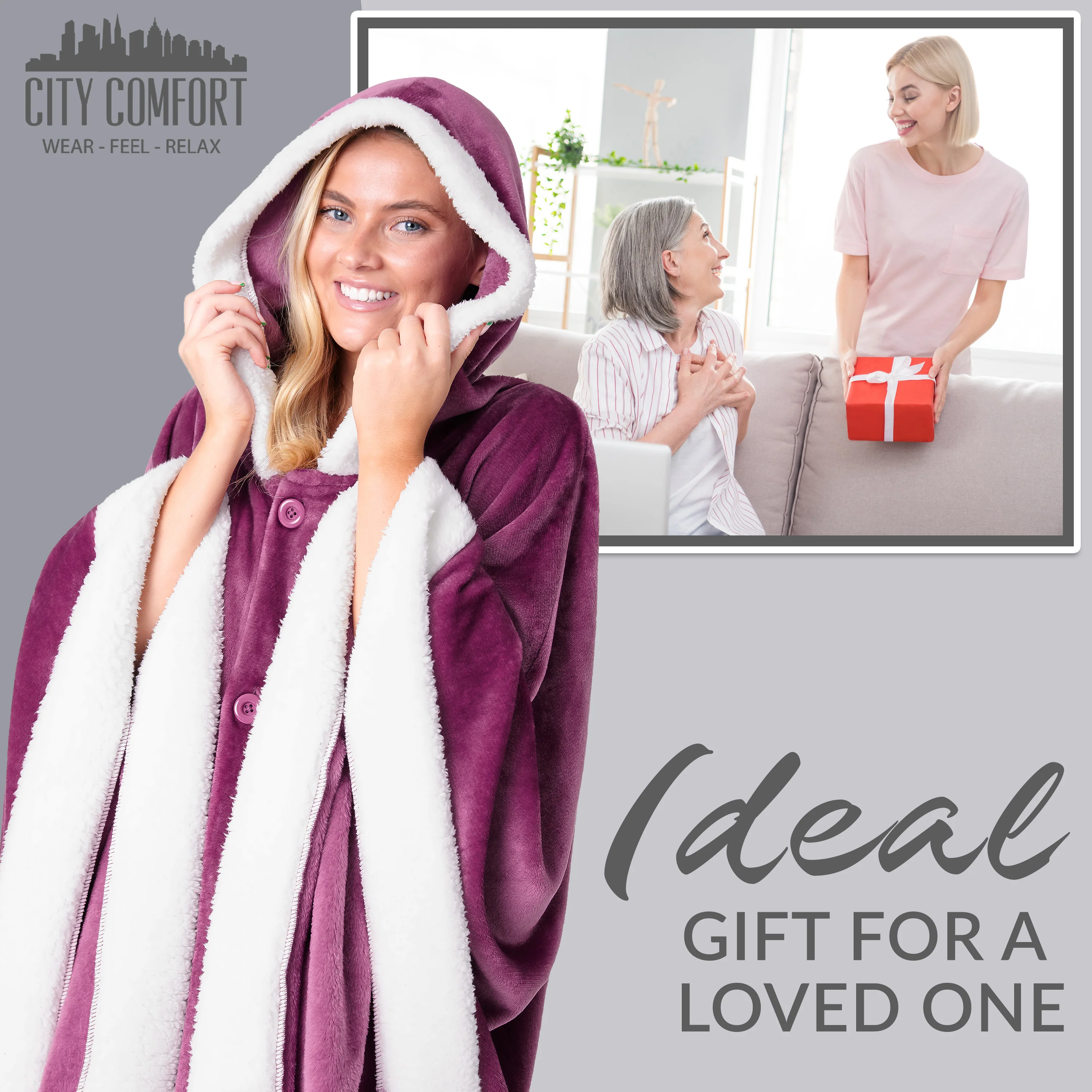 CityComfort Blanket Hoodie For Women Snuggle Sherpa Oversized Hoodie Blanket - Image 43