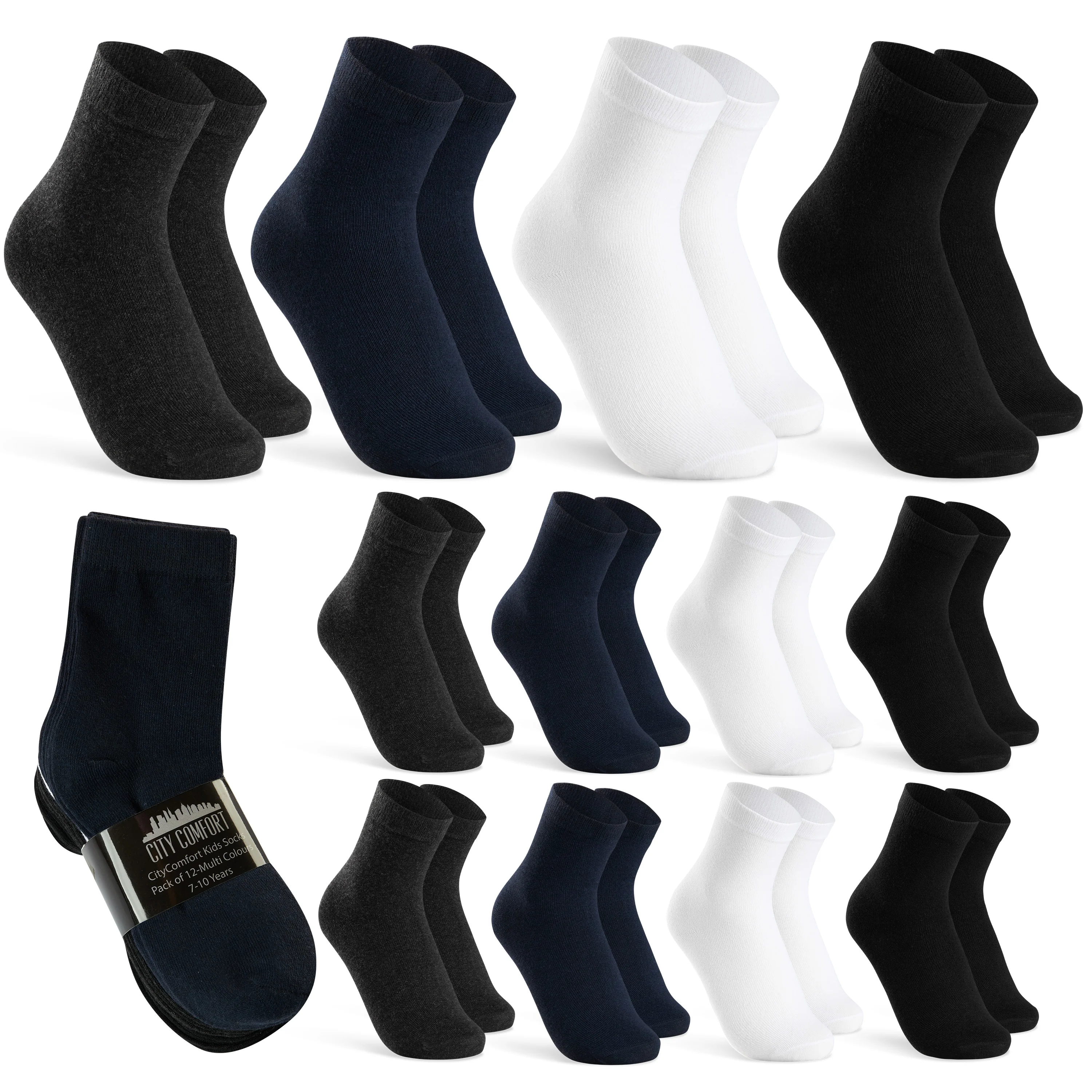 CityComfort Boys Calf Socks - Pack of 12 - Image 25