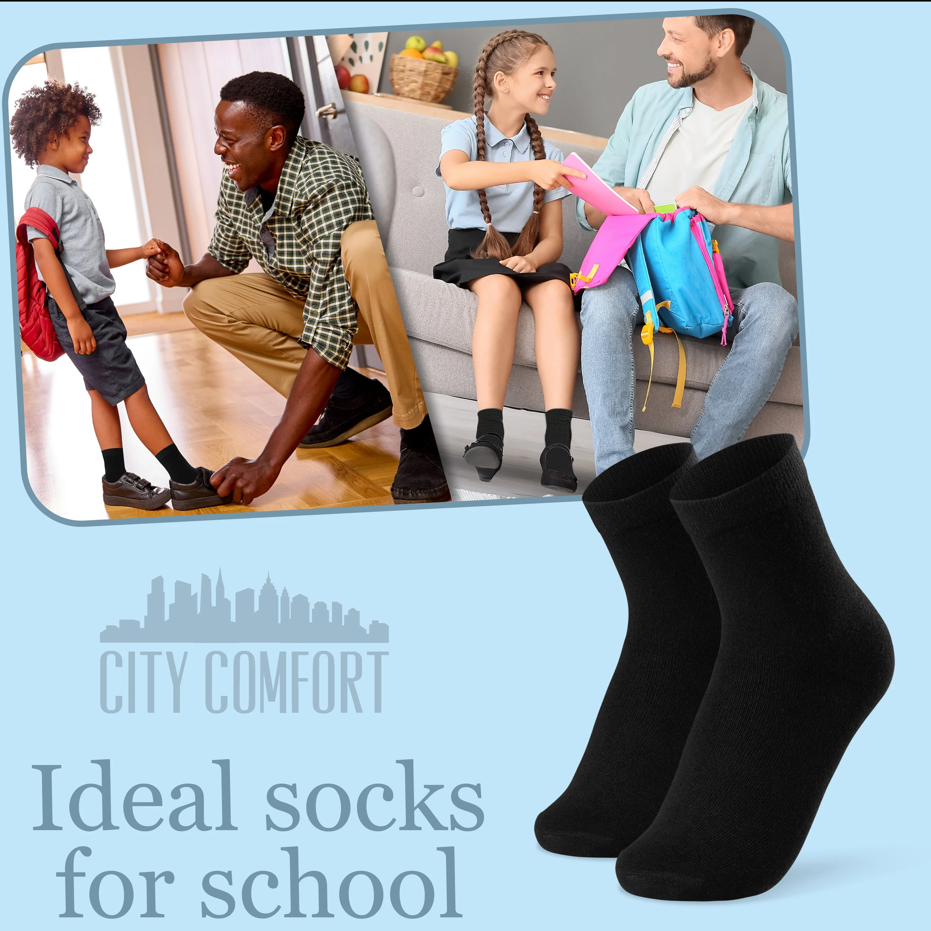 CityComfort Boys Calf Socks - Pack of 12 - Image 9