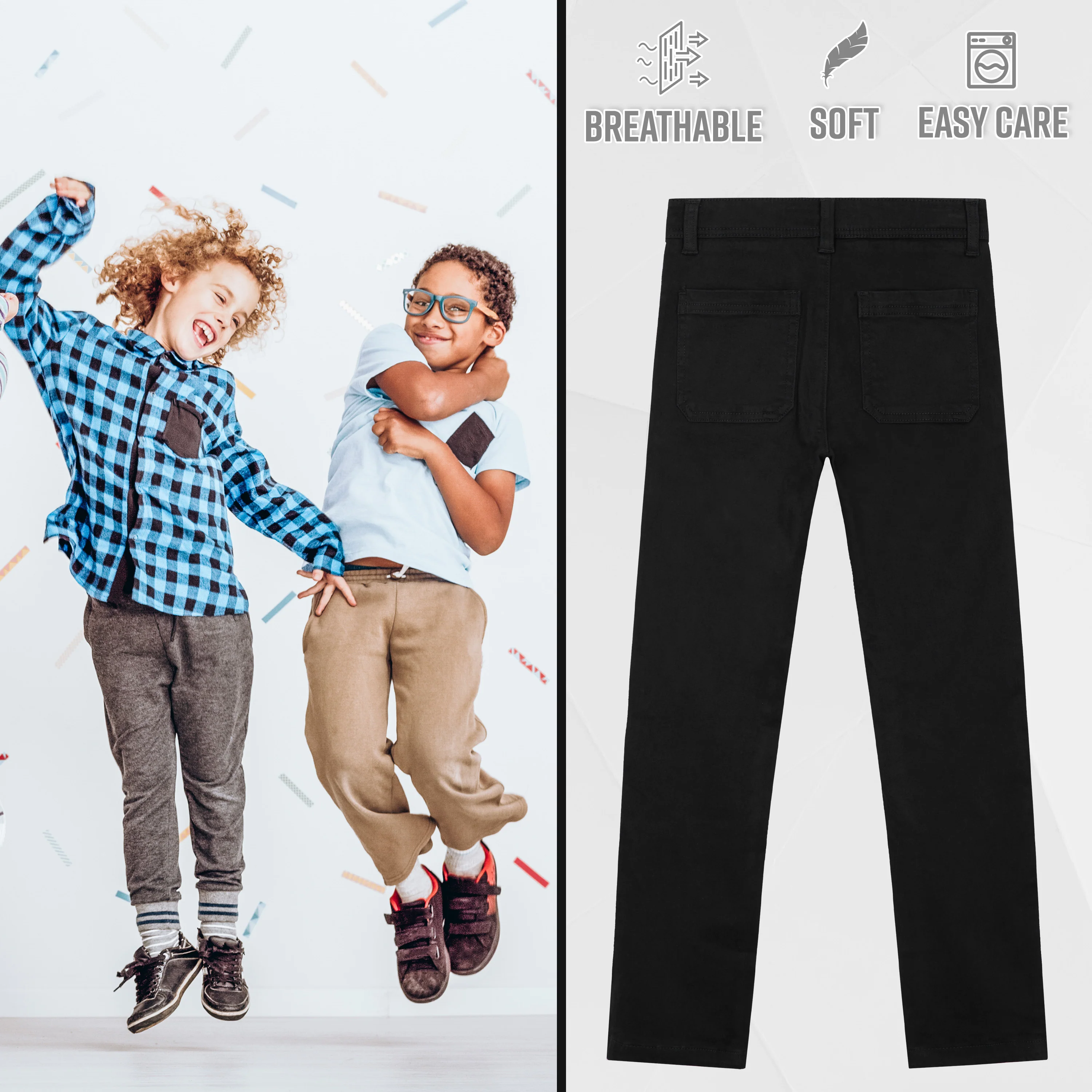 CityComfort Boys Chino Trousers with Front and Back Pockets, Adjustable Waist - Image 17