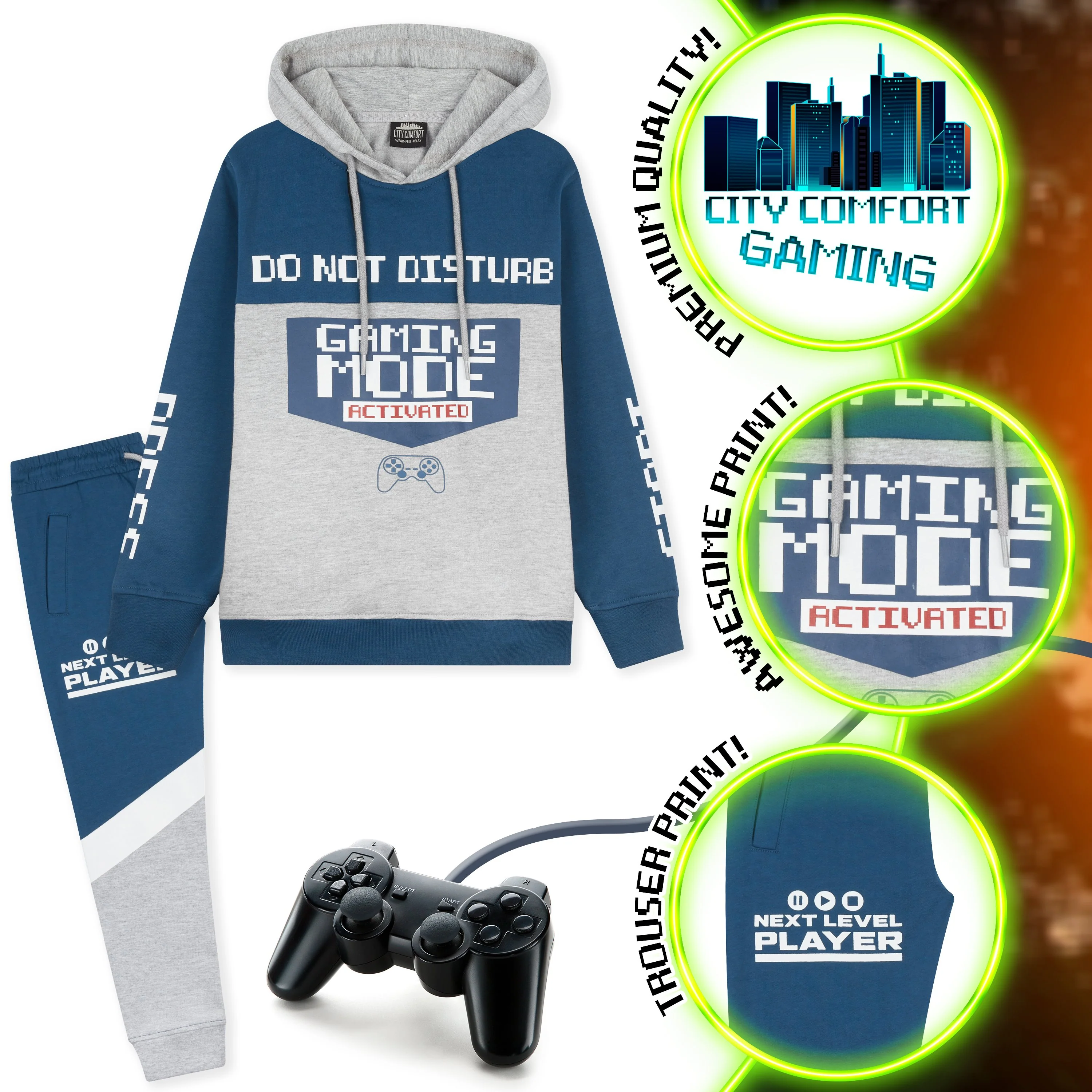 CityComfort Boys Navy&Grey Tracksuit, Gaming Boys Hoodies and Joggers - Image 2