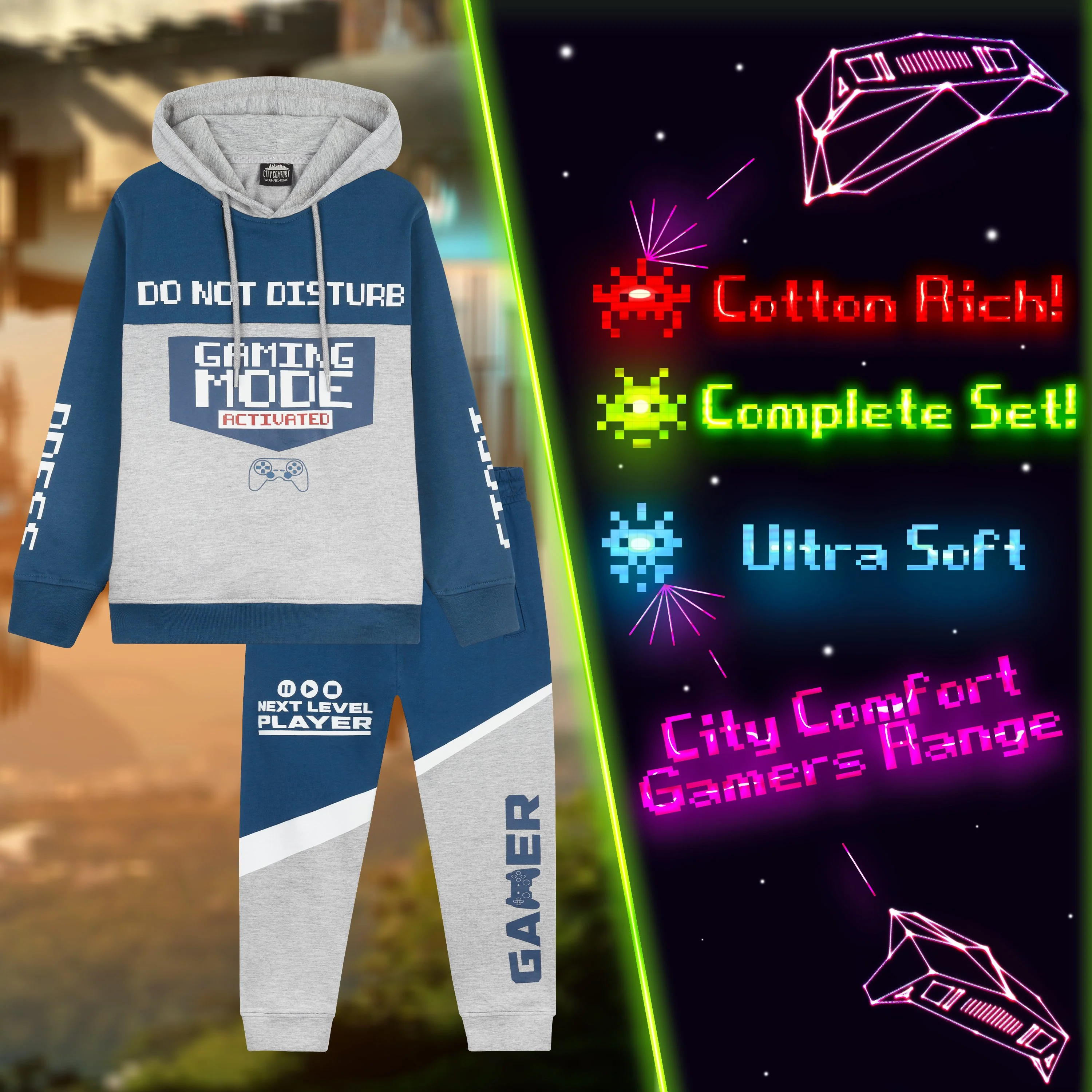 CityComfort Boys Navy&Grey Tracksuit, Gaming Boys Hoodies and Joggers - Image 4