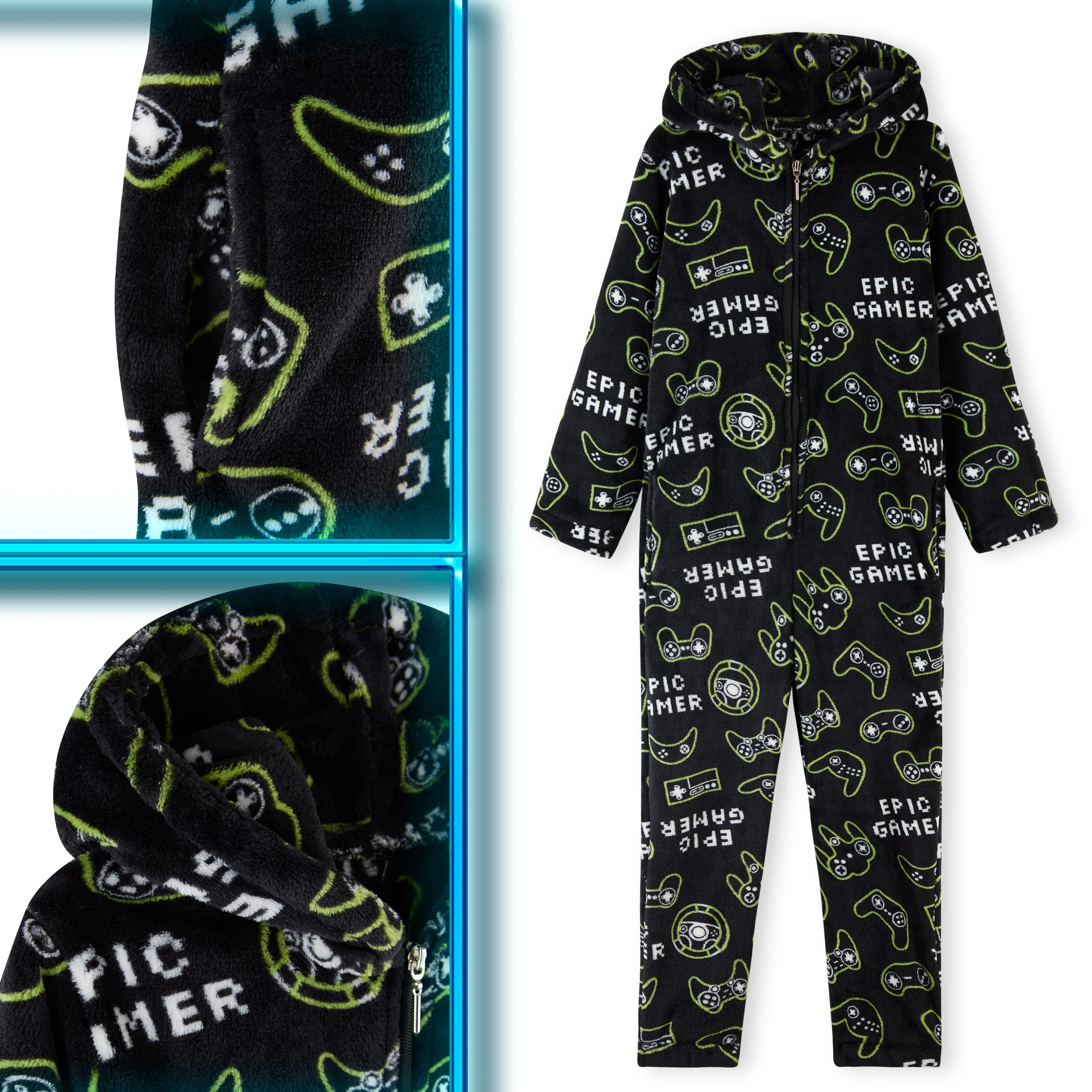 CityComfort Boys Onesie, Fleece Pyjamas, All in One Gaming Sleepsuit - Image 4