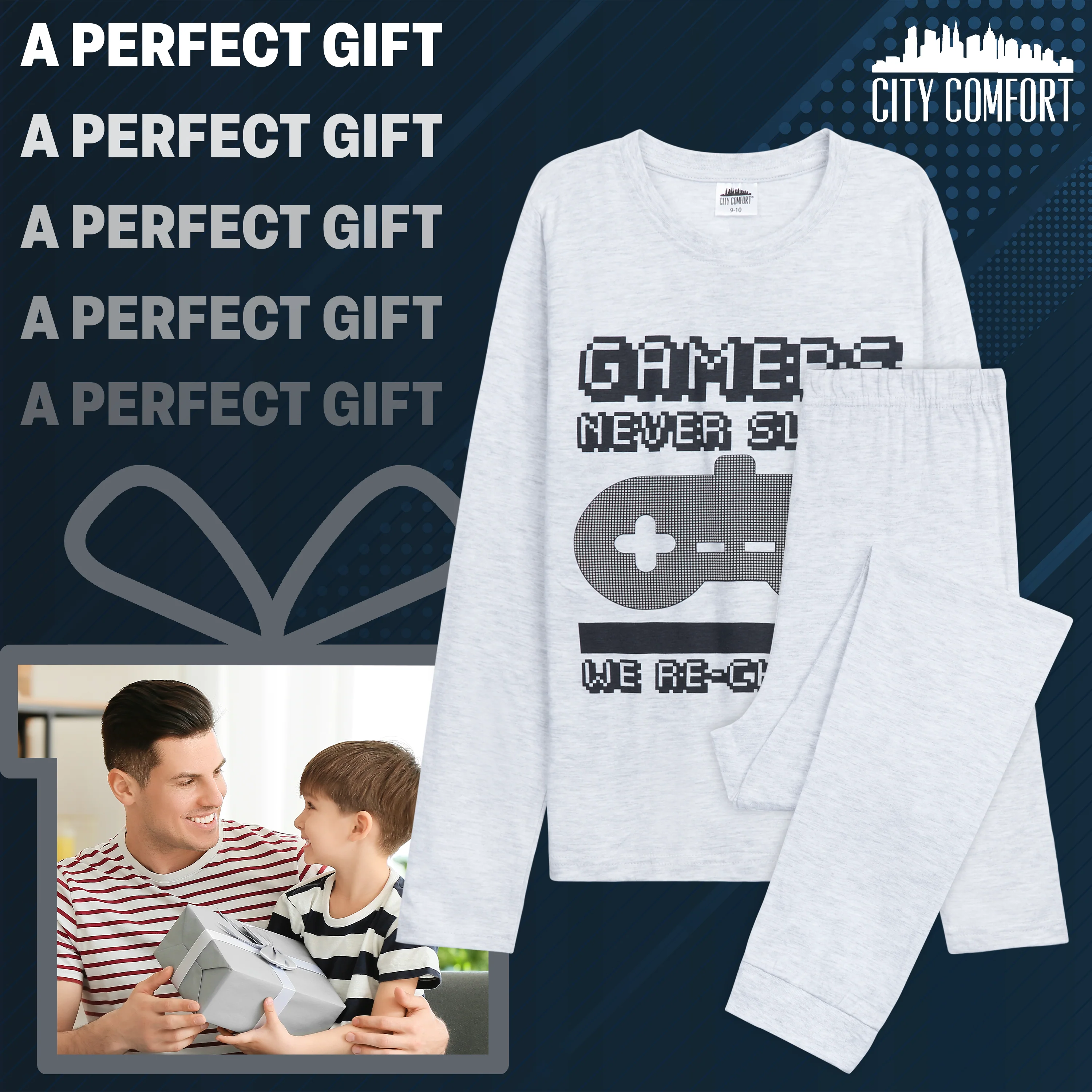 CityComfort Boys Pyjamas Long PJs Set Teens Football or Gaming Nightwear - Image 3