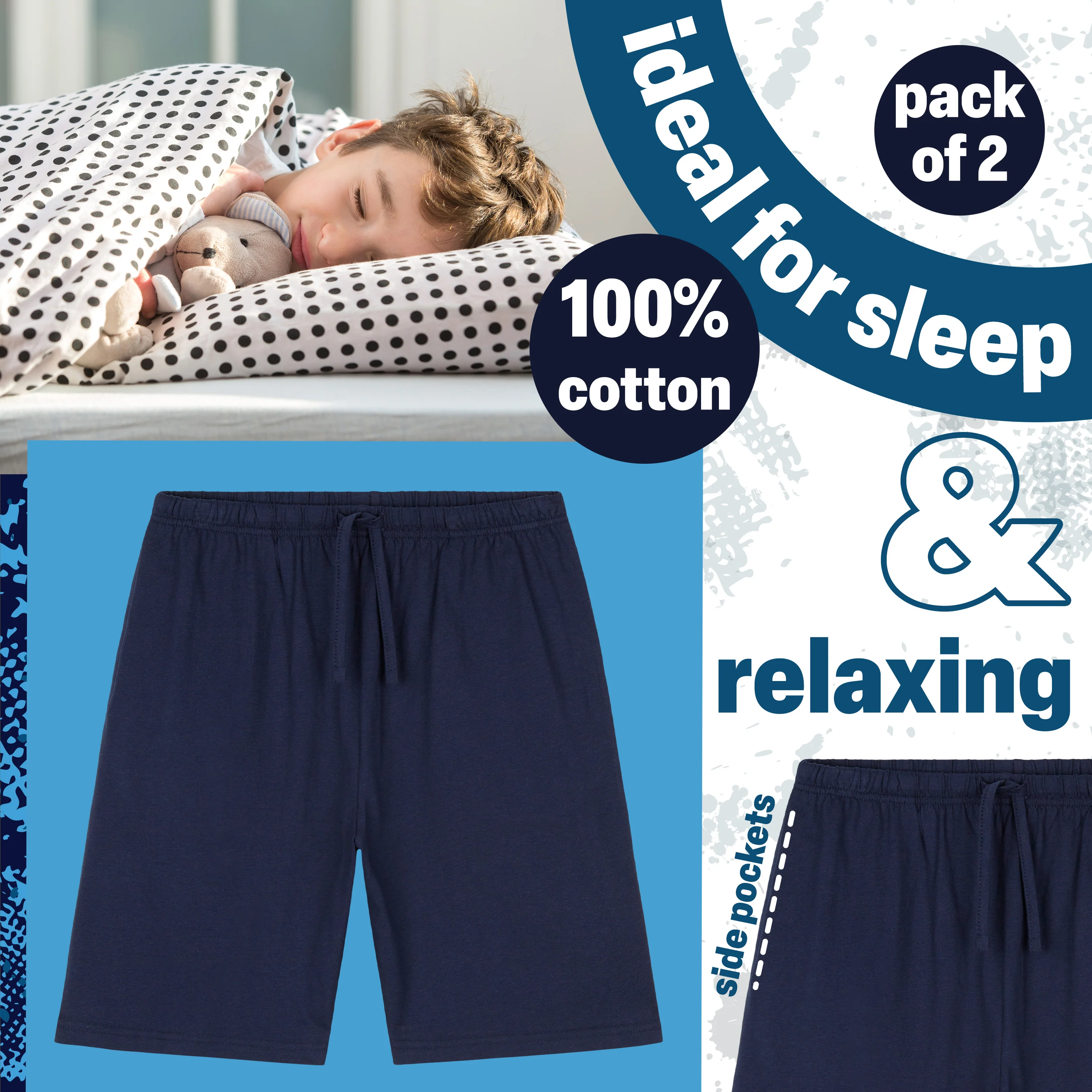CityComfort Boys Shorts - Jersey Loungewear Sports Shorts with Pockets Pack of 2 - Image 26