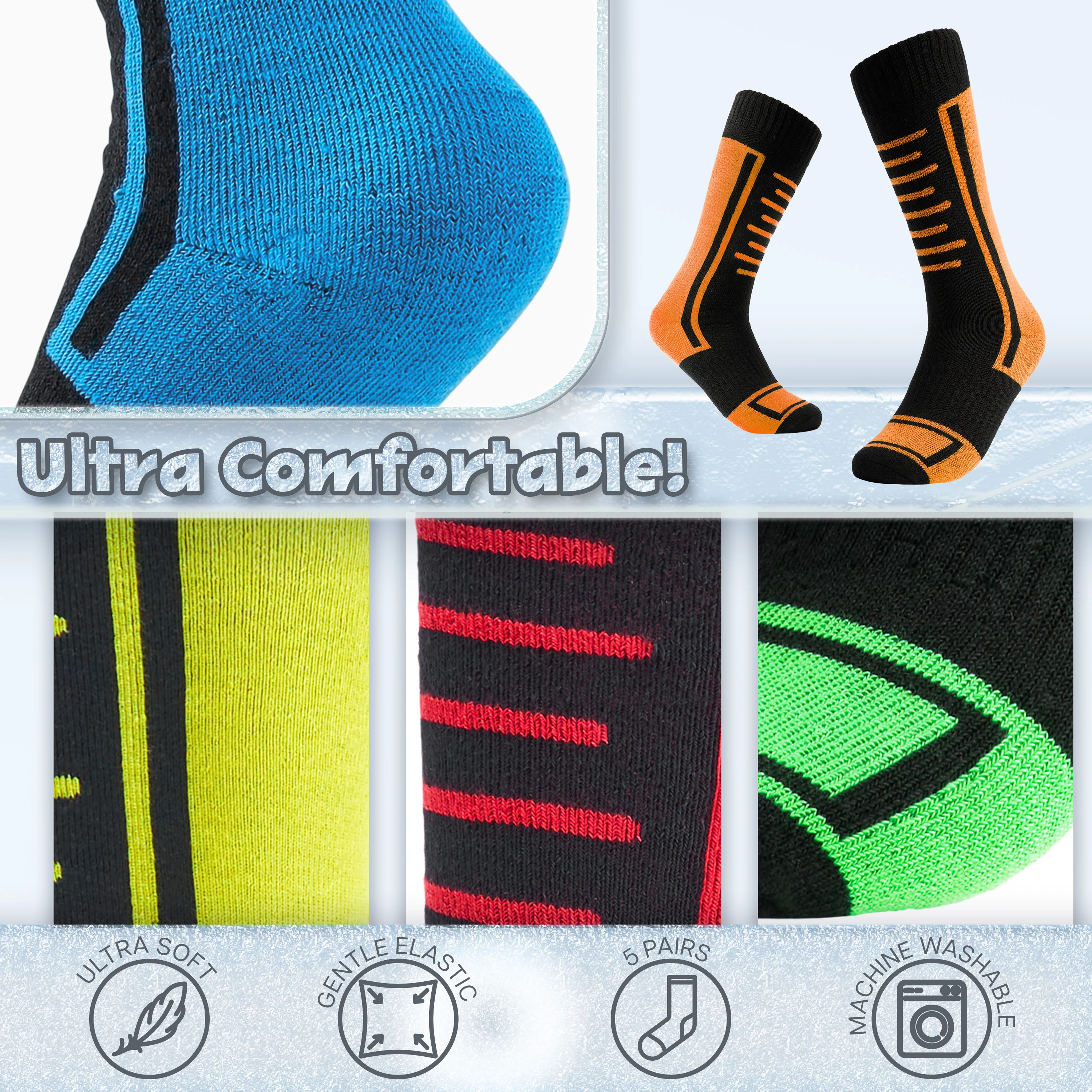 CityComfort Boys Ski Socks Multipack - Kids Thermal Socks for Skiing, Hiking & Outdoor Activities - Image 4