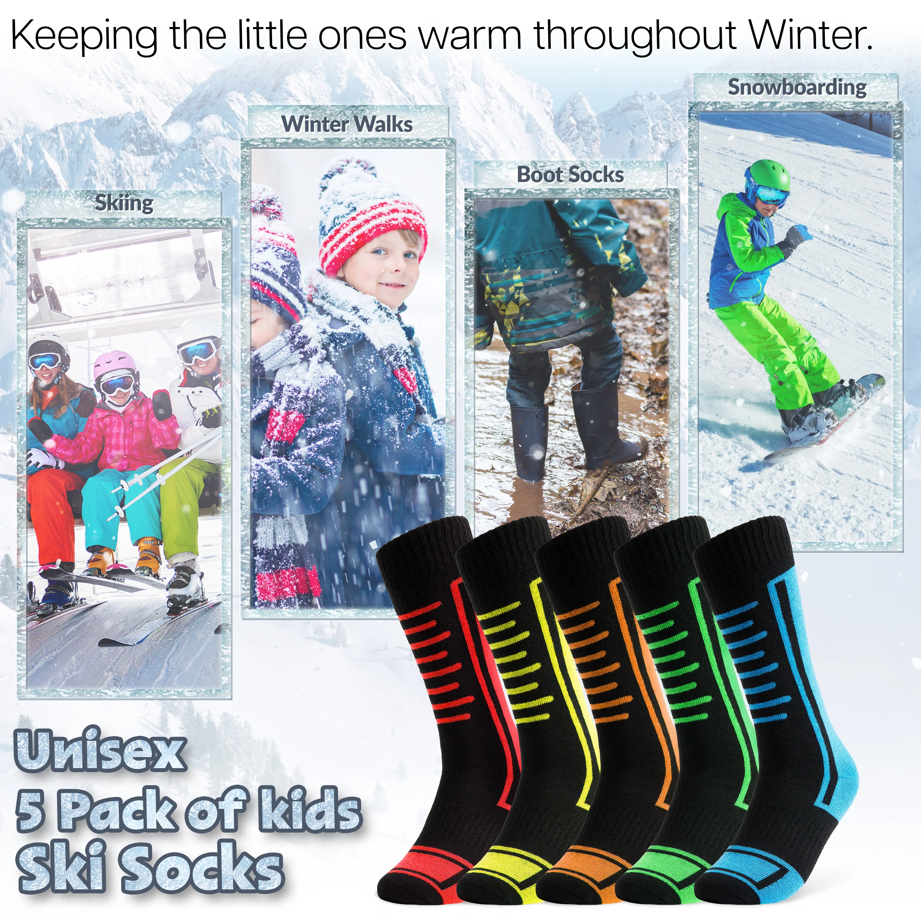 CityComfort Boys Ski Socks Multipack - Kids Thermal Socks for Skiing, Hiking & Outdoor Activities - Image 5