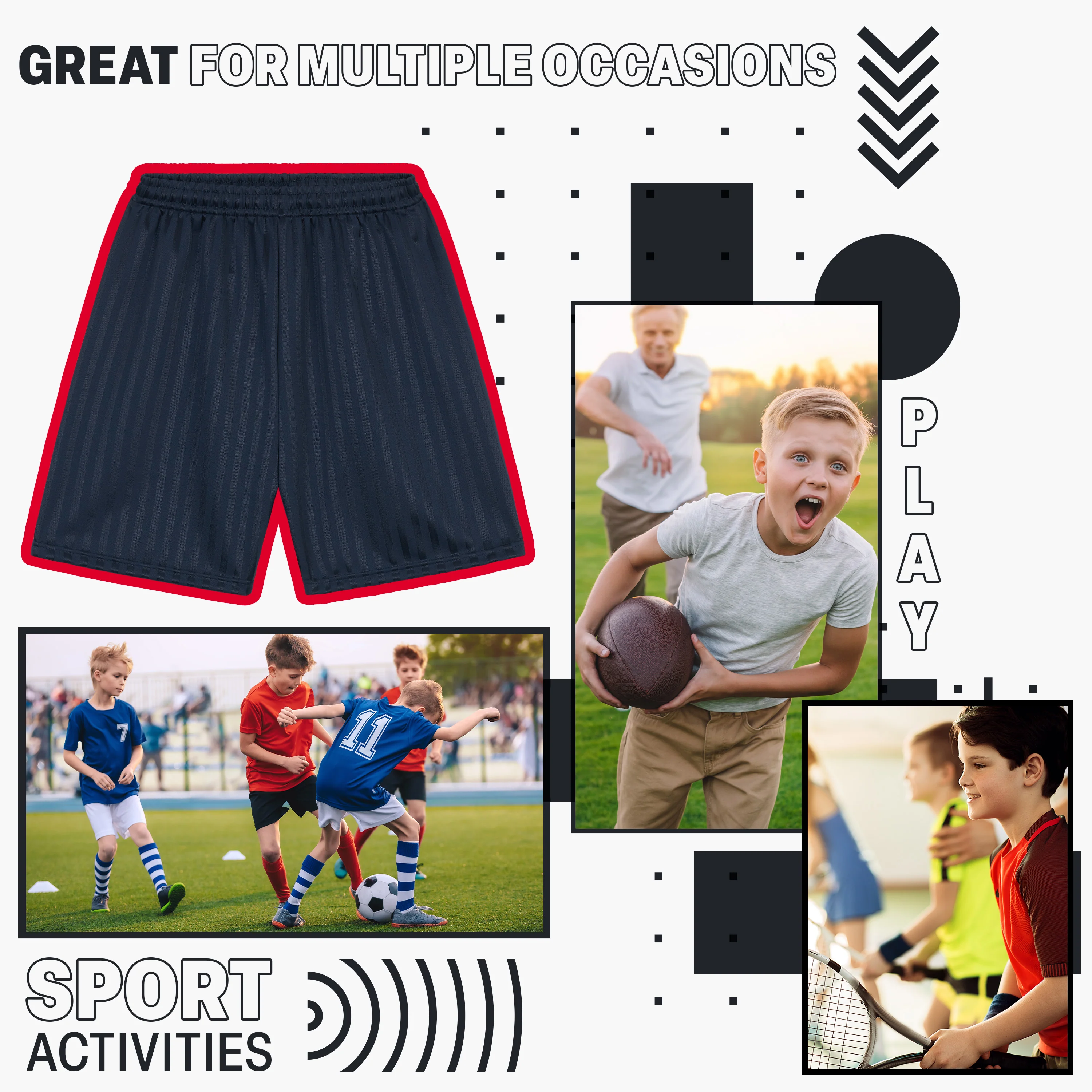 CityComfort Boys Athletic Shorts, Lightweight Breathable Sports Shorts for Football or PE - Image 20