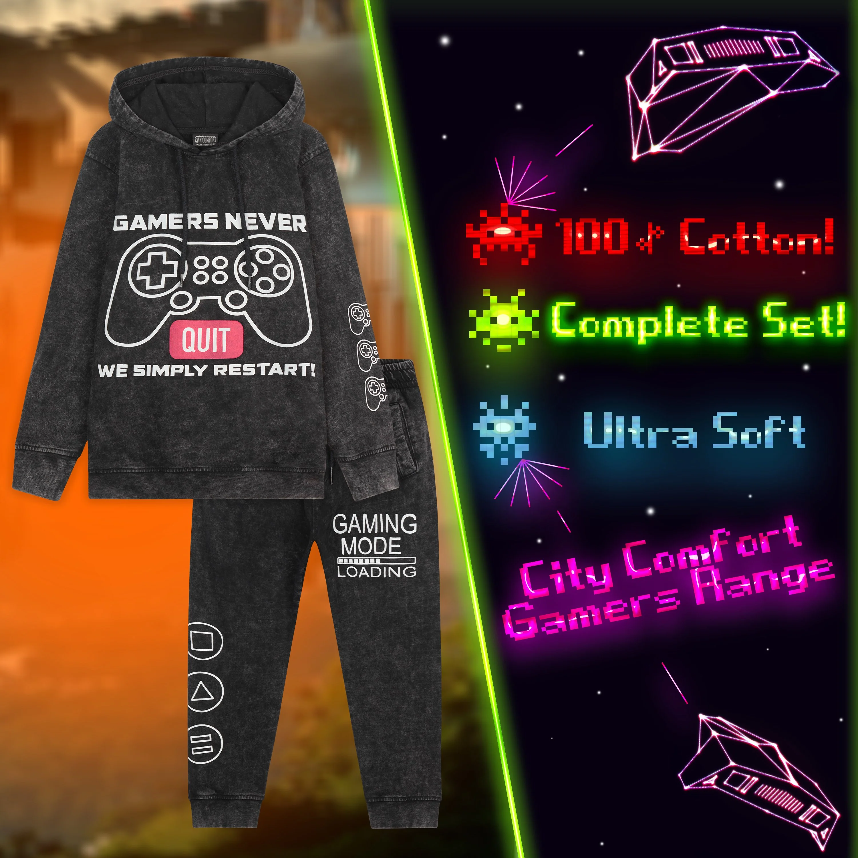 CityComfort Boys Tracksuit, Charcoal Gaming Boys Hoodies and Joggers - Image 4