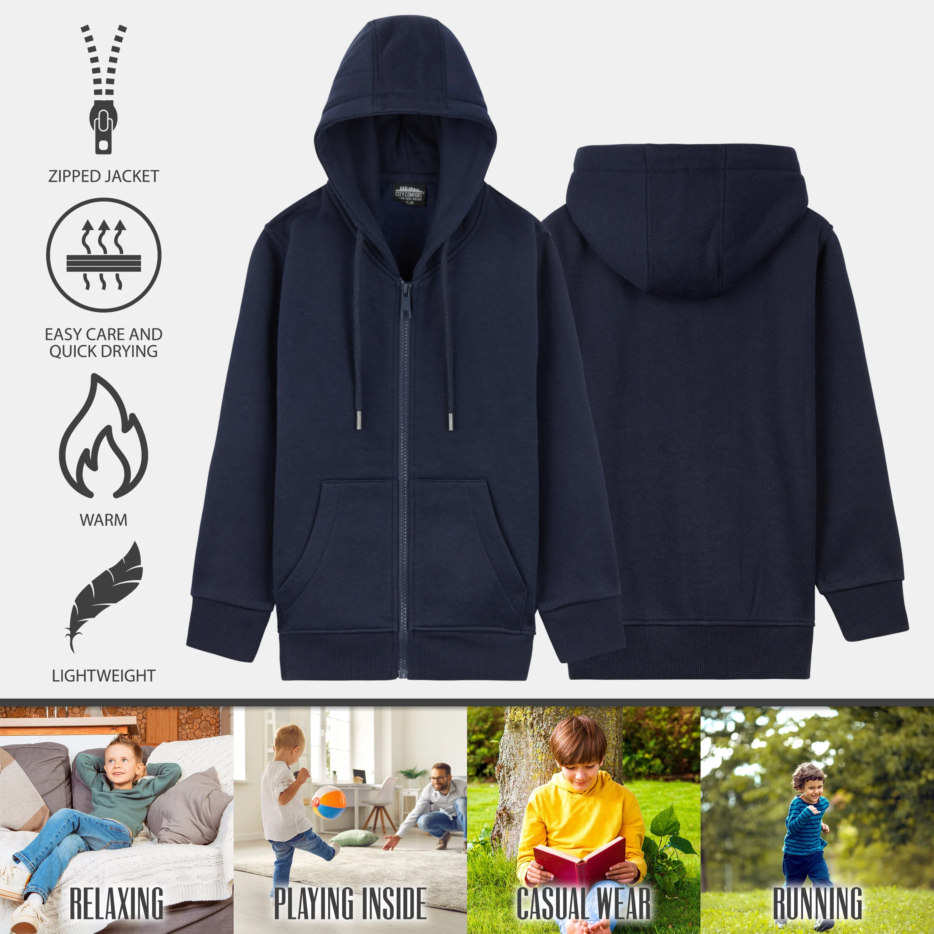 CityComfort Boys Tracksuit Zip Up Hoodie and Joggers for Kids - Image 11