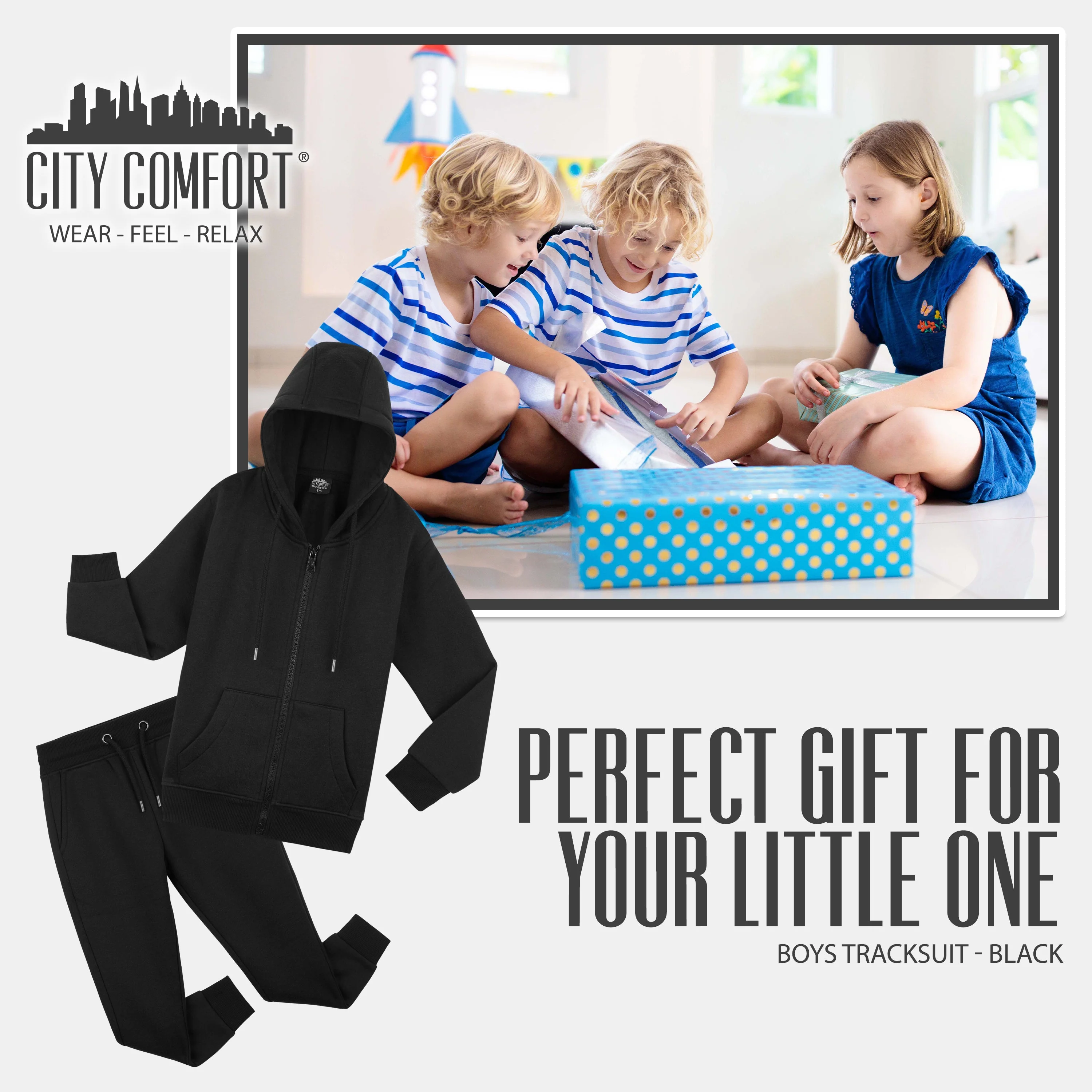 CityComfort Boys Tracksuit Zip Up Hoodie and Joggers for Kids - Image 6