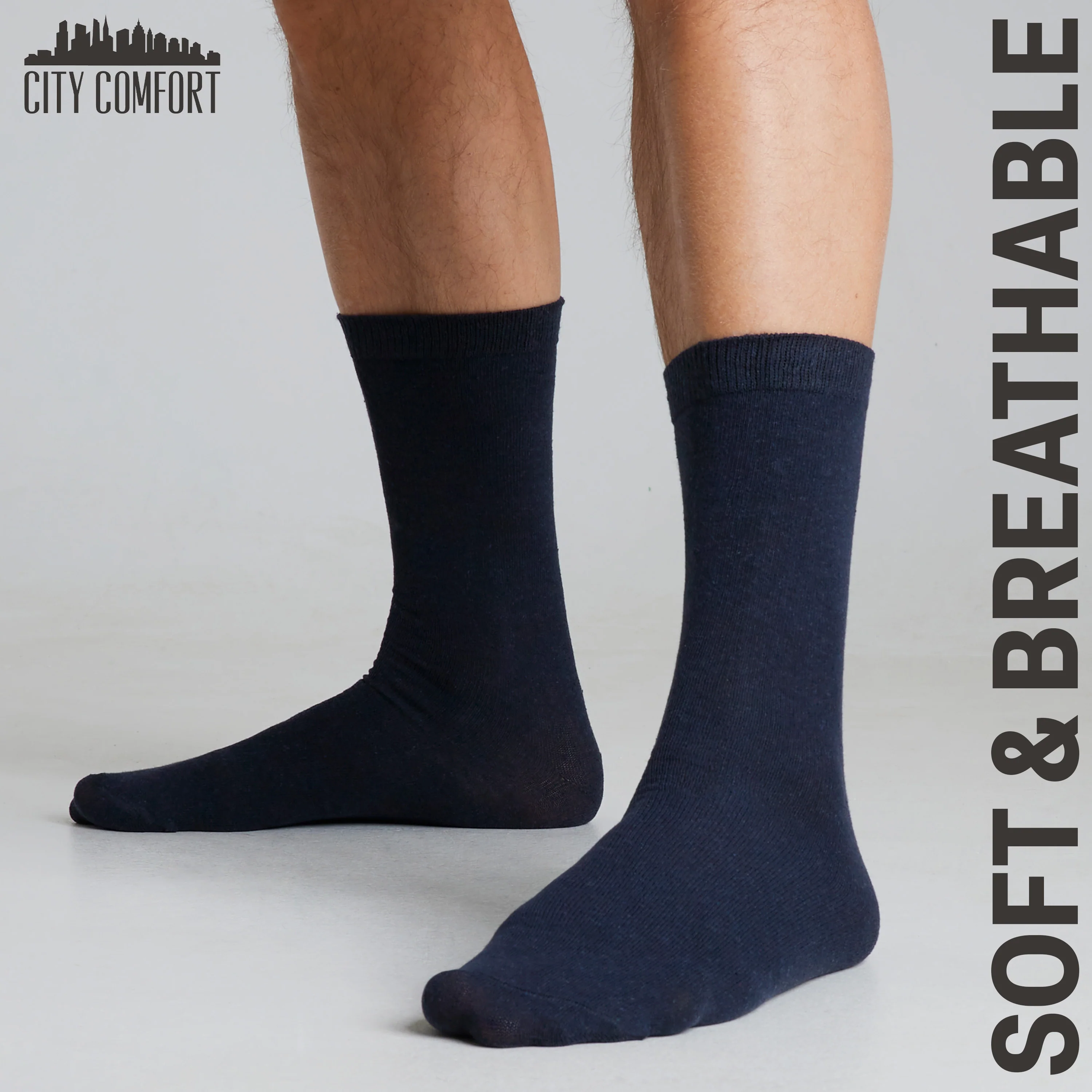 CityComfort Calf Socks for Men and Teenagers - Pack of 12 - Image 16