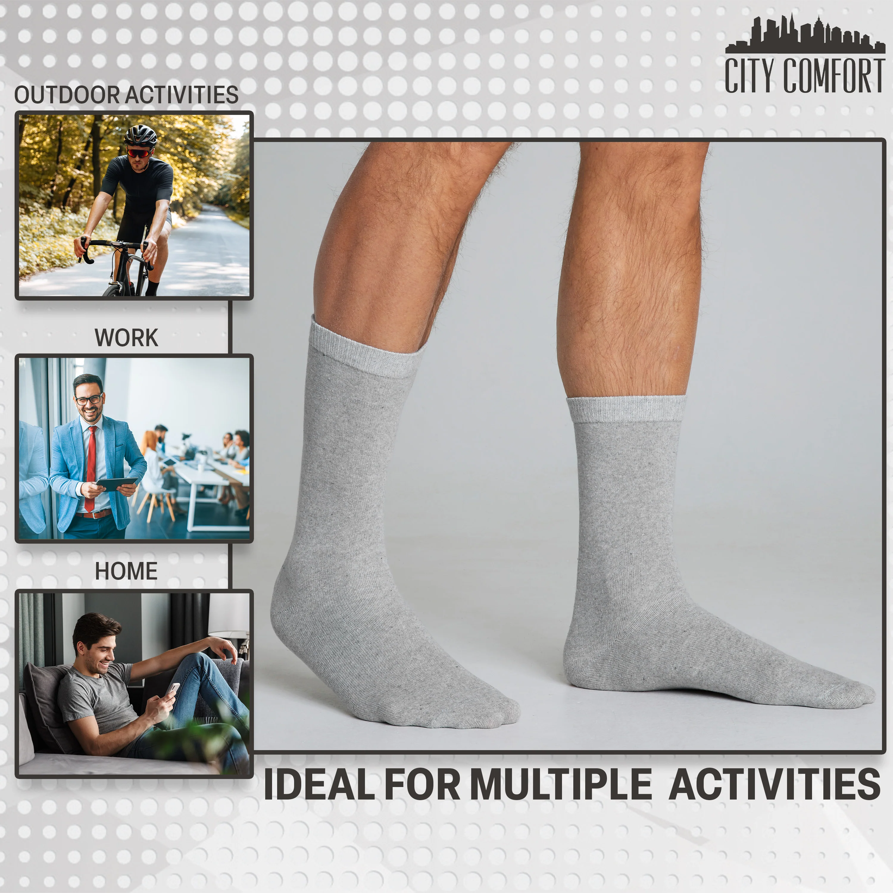 CityComfort Calf Socks for Men and Teenagers - Pack of 12 - Image 23