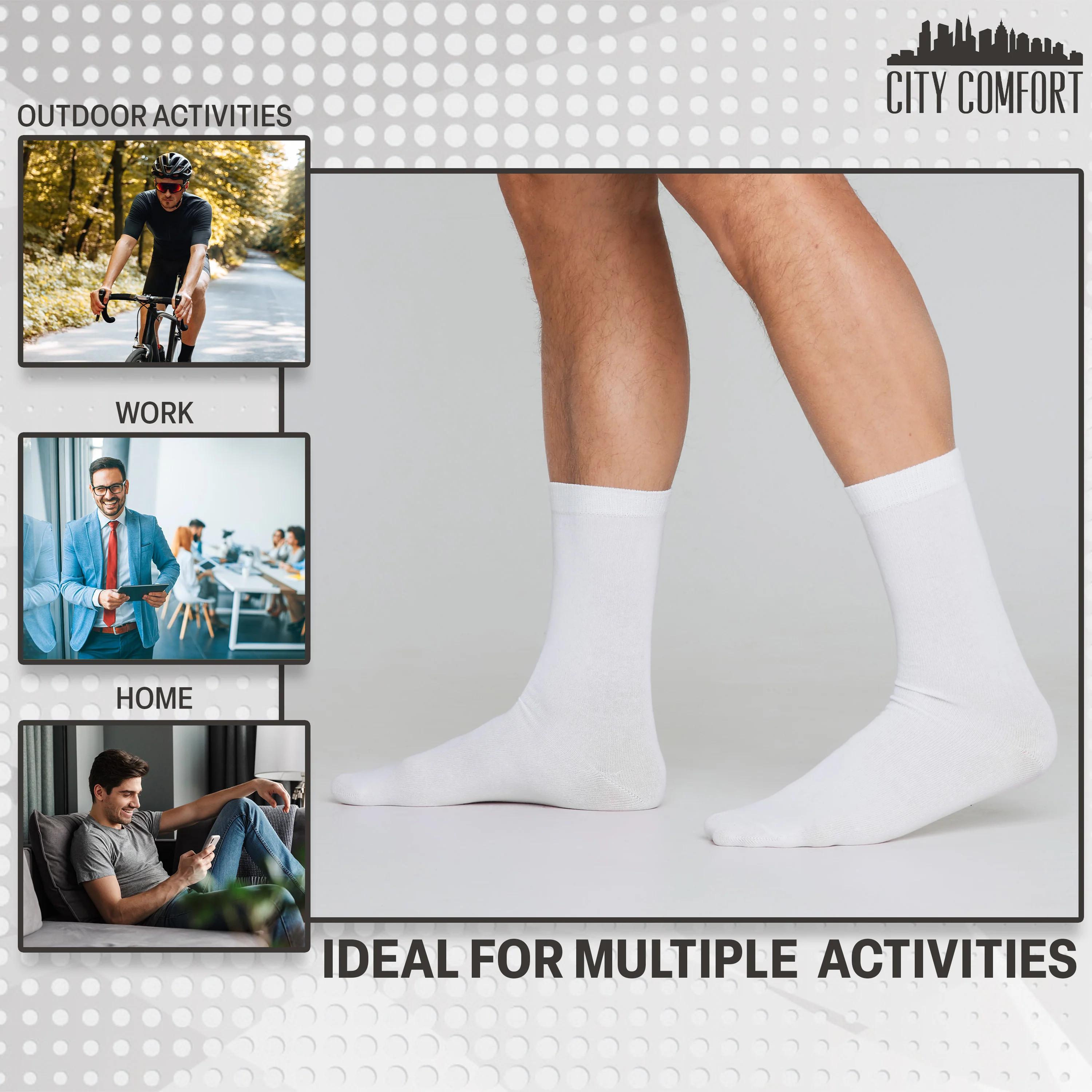 CityComfort Calf Socks for Men and Teenagers - Pack of 12 - Image 5