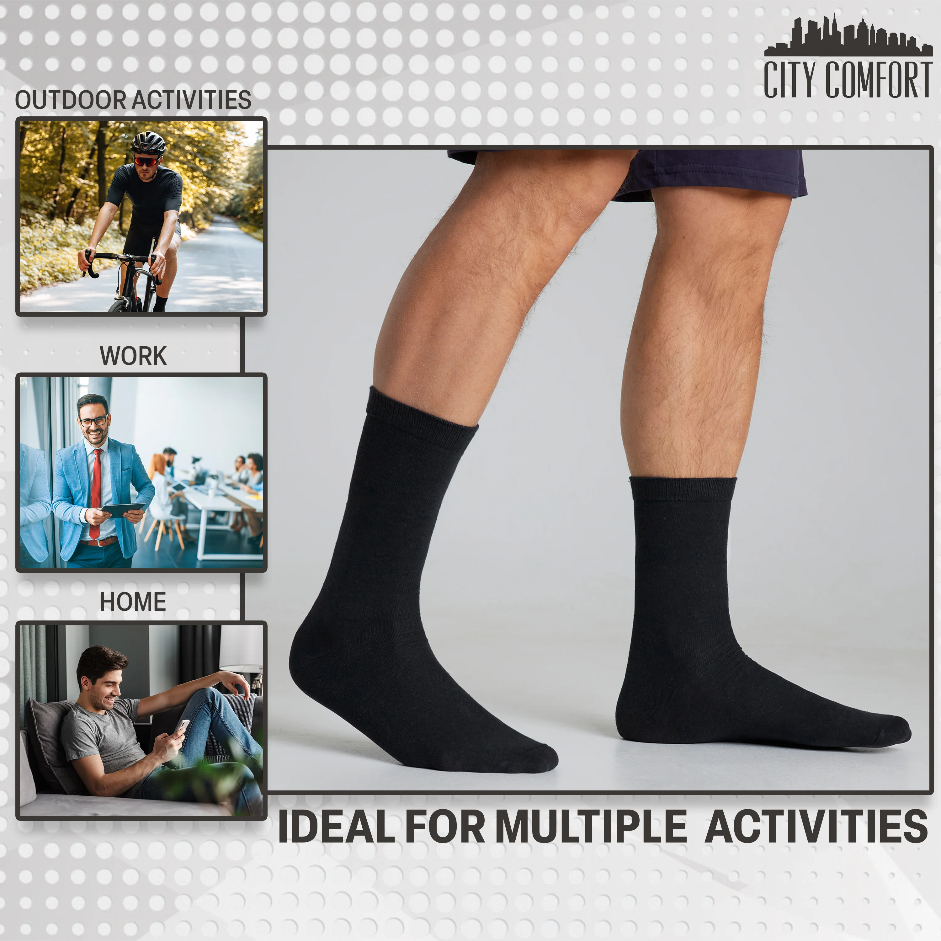 CityComfort Calf Socks for Men and Teenagers - Pack of 12 Soft Breathable Stretchy - Image 3