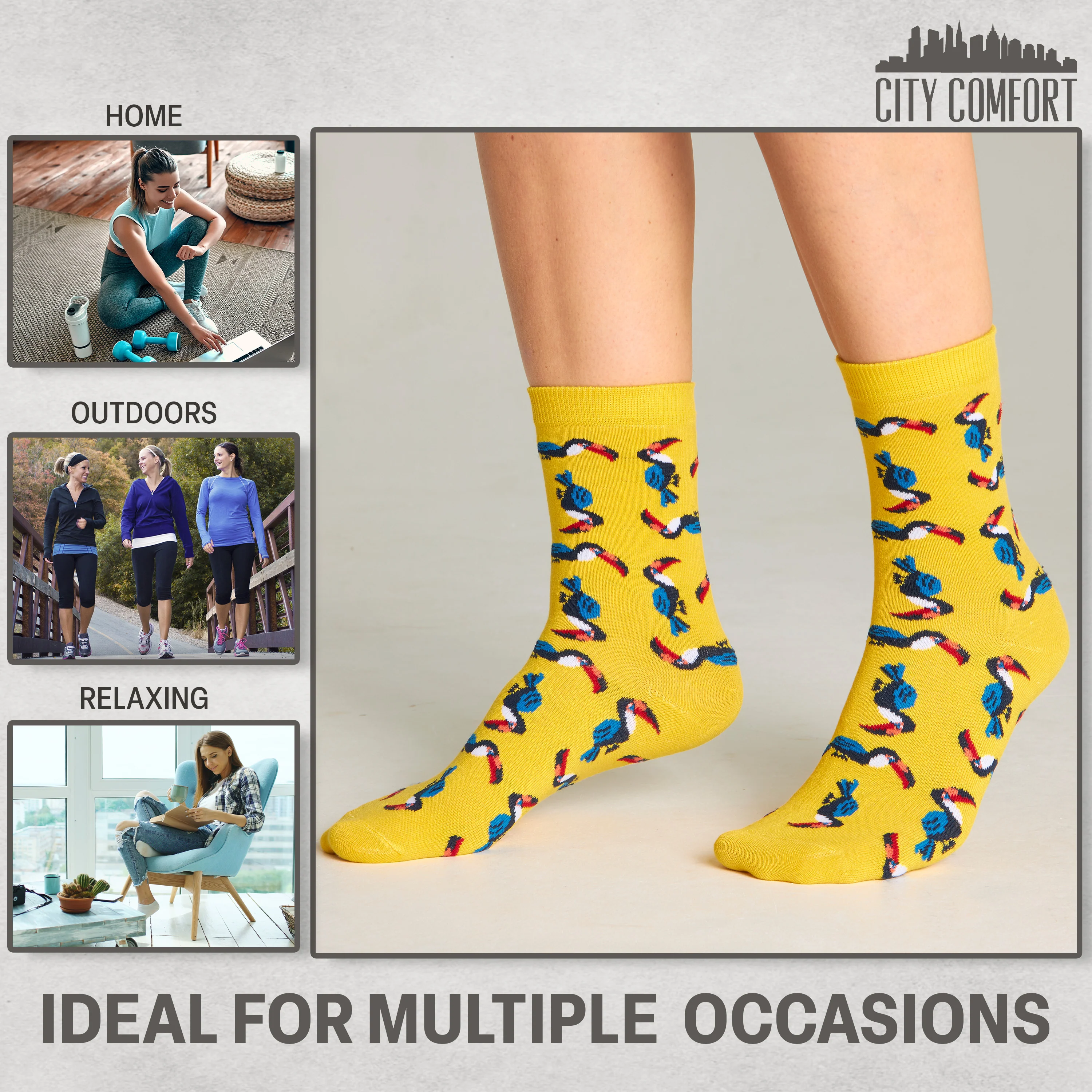 CityComfort Calf Socks for Women and Teenagers - Multi Animal - Pack of 6 - Image 4