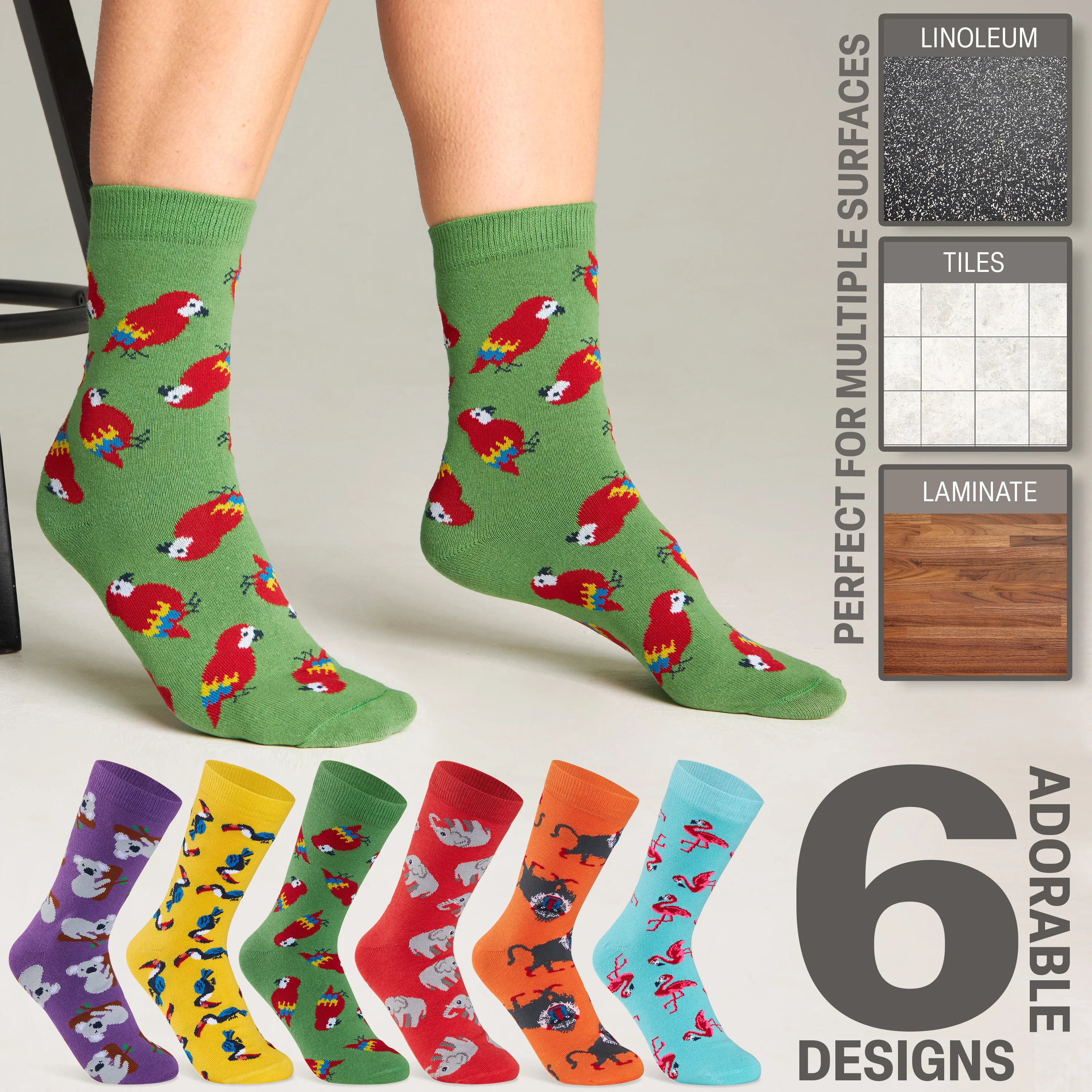 CityComfort Calf Socks for Women and Teenagers - Multi Animal - Pack of 6 - Image 6
