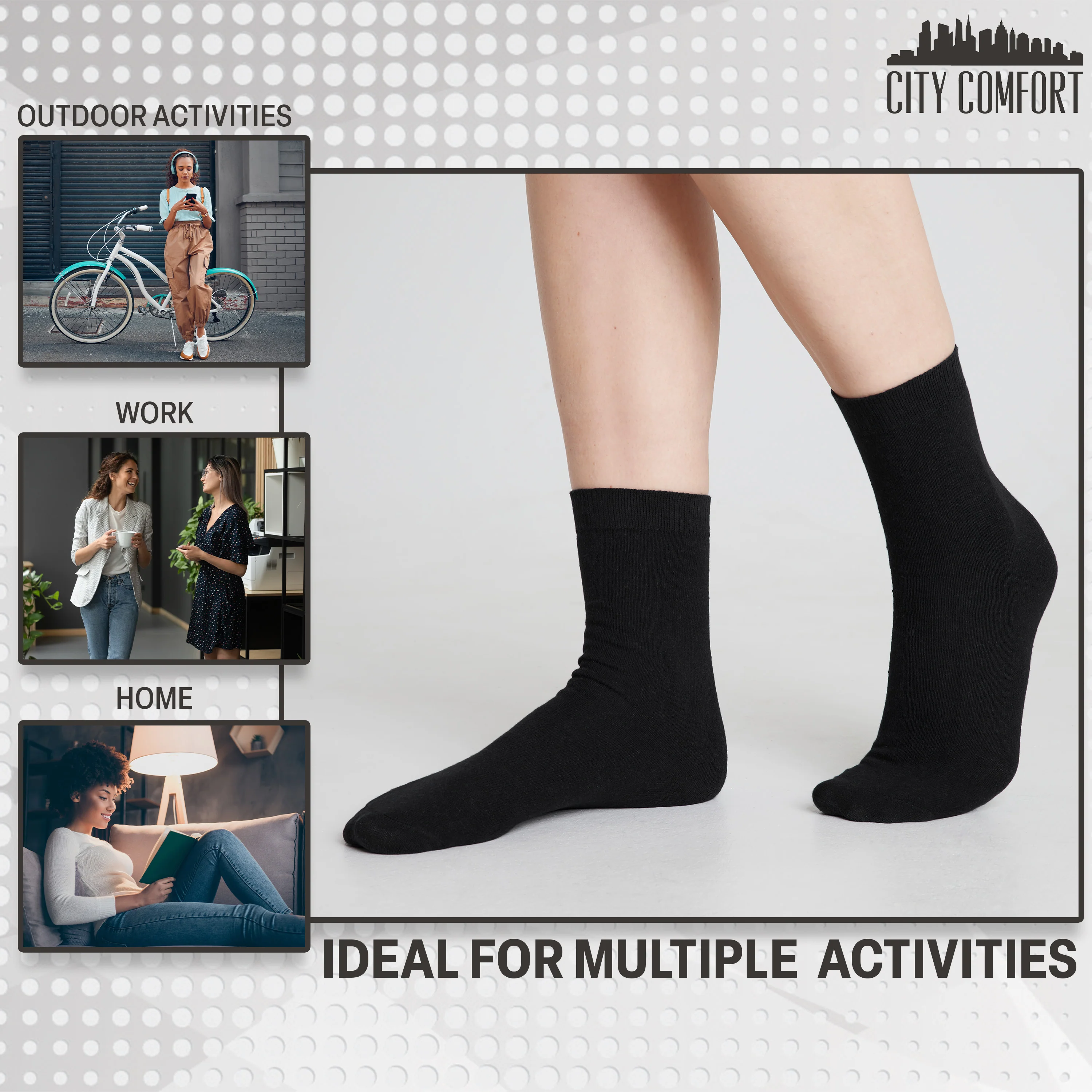CityComfort Calf Socks for Women and Teenagers - Pack of 12 - Image 11